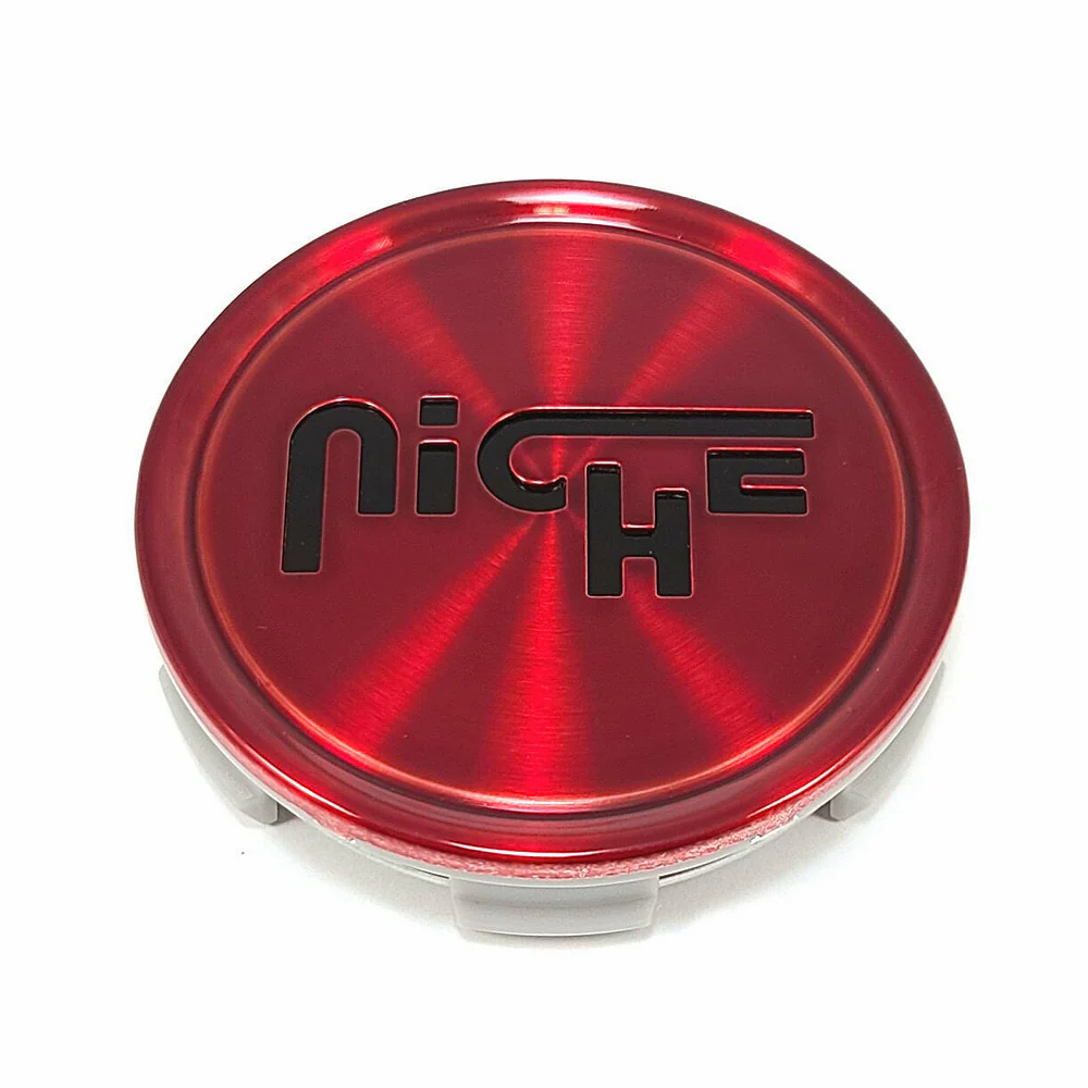 NICHE 2.70"FLAT CAP-GL-RED LOGO IN BLK - Niche Wheels 1003-22QLB
