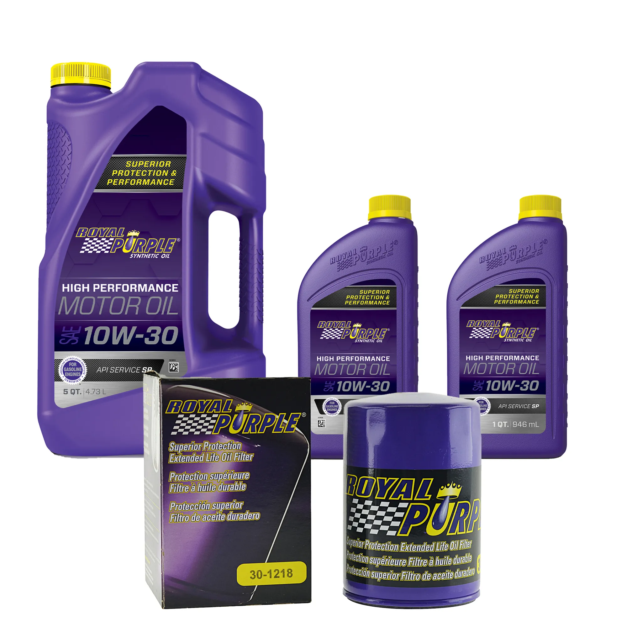 Royal Purple Oil Change Kit: SAE 10W-30 Synthetic Motor Oil (7 qt) and 30-1218 Oil Filter (121810W307QT)