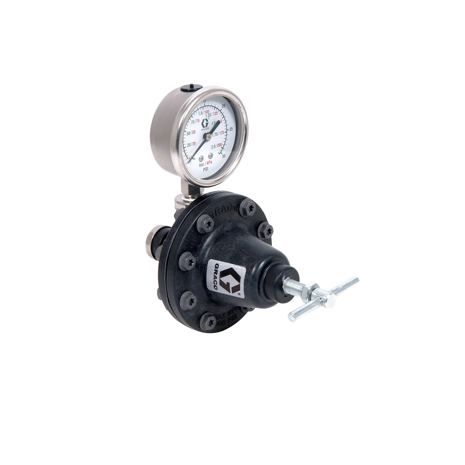 Low Pressure Lightweight Fluid Regulator, 3-30 PSI, 0.5 GPM, Acetal, Air, 1/4(f) x 1/4(f), 1/4(f) Port