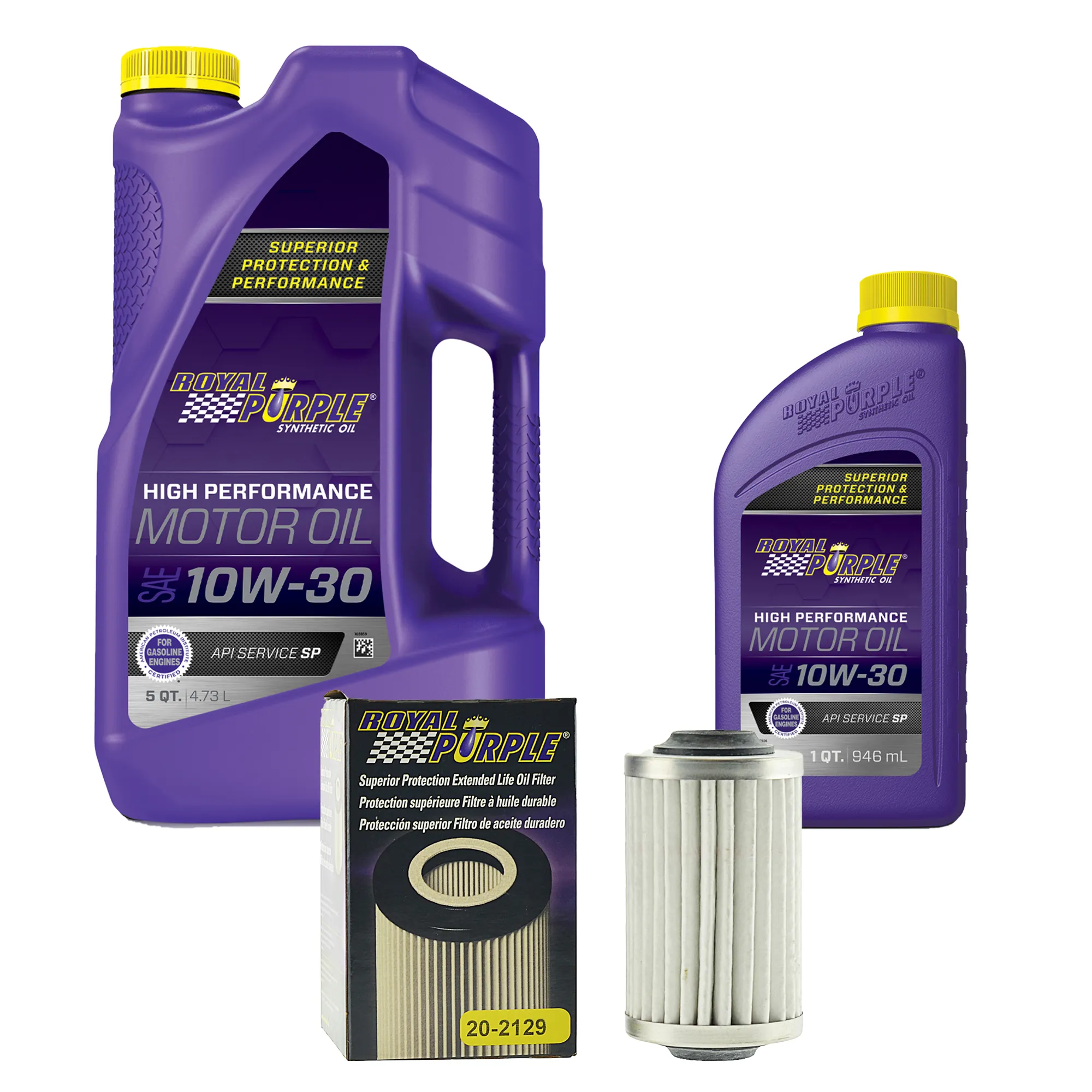 Royal Purple Oil Change Kit: SAE 10W-30 Synthetic Motor Oil (6 qt) and 20-2129 Oil Filter (212910W306QT)