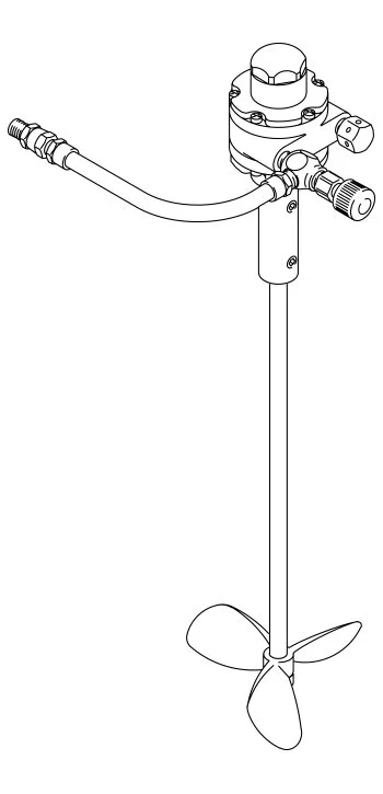 Pail Cover Agitator for 5 gallon (18 L) pails, air driven, 1/4 HP, 13.25 inches (33.6 cm), stainless steel material, round prop