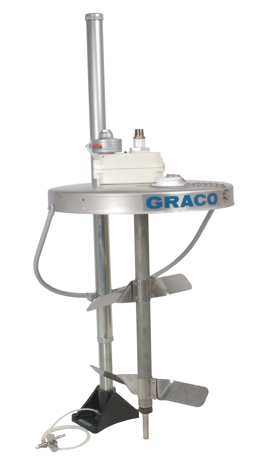 Heavy Duty Back-Geared Drum Agitator with elevator, drum cover and siphon kit, air driven, 1/2 HP, 32 inches (81.25 cm) long