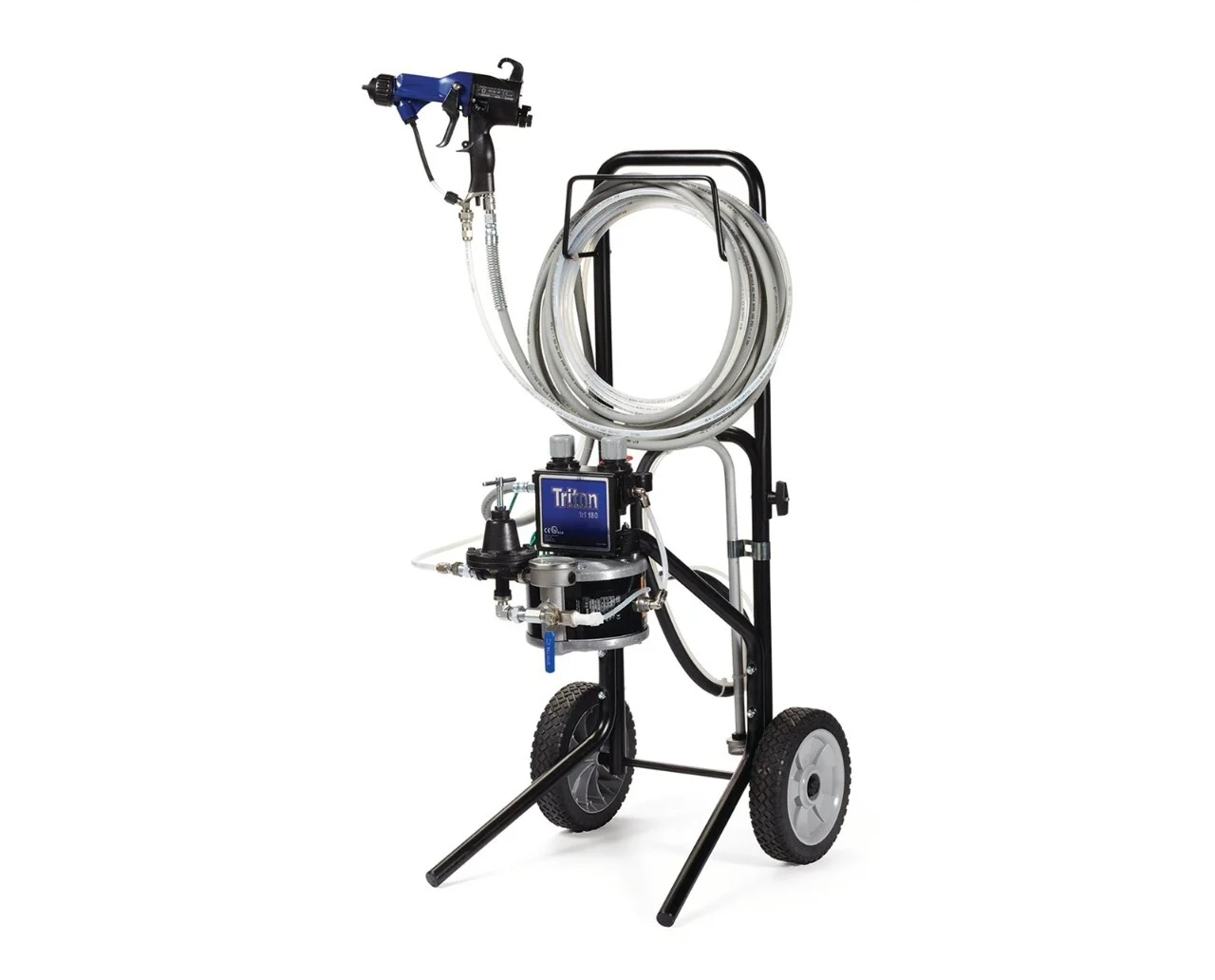 233746.webp Triton Aluminum Spray Package, Cart, 60 psi Fluid Regulator, Pro Xp40 Electrostatic Gun, Suction, Air & Fluid Hoses