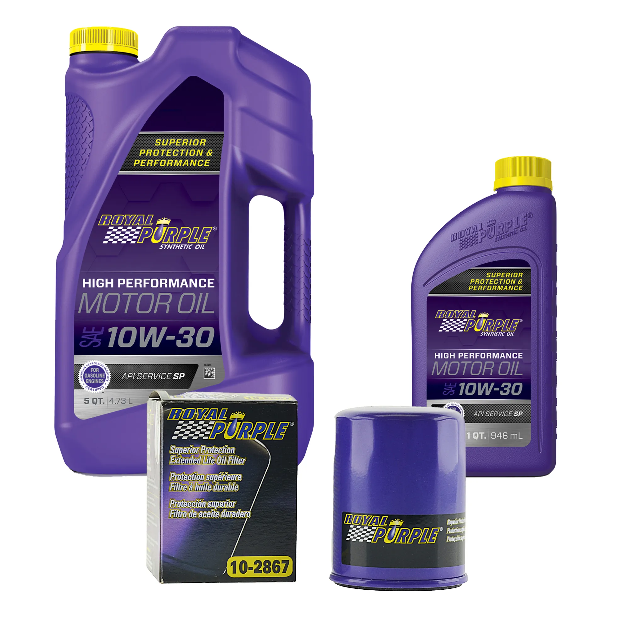 Royal Purple Oil Change Kit: SAE 10W-30 Synthetic Motor Oil (6 qt) and 10-2867 Oil Filter (286710W306QT)