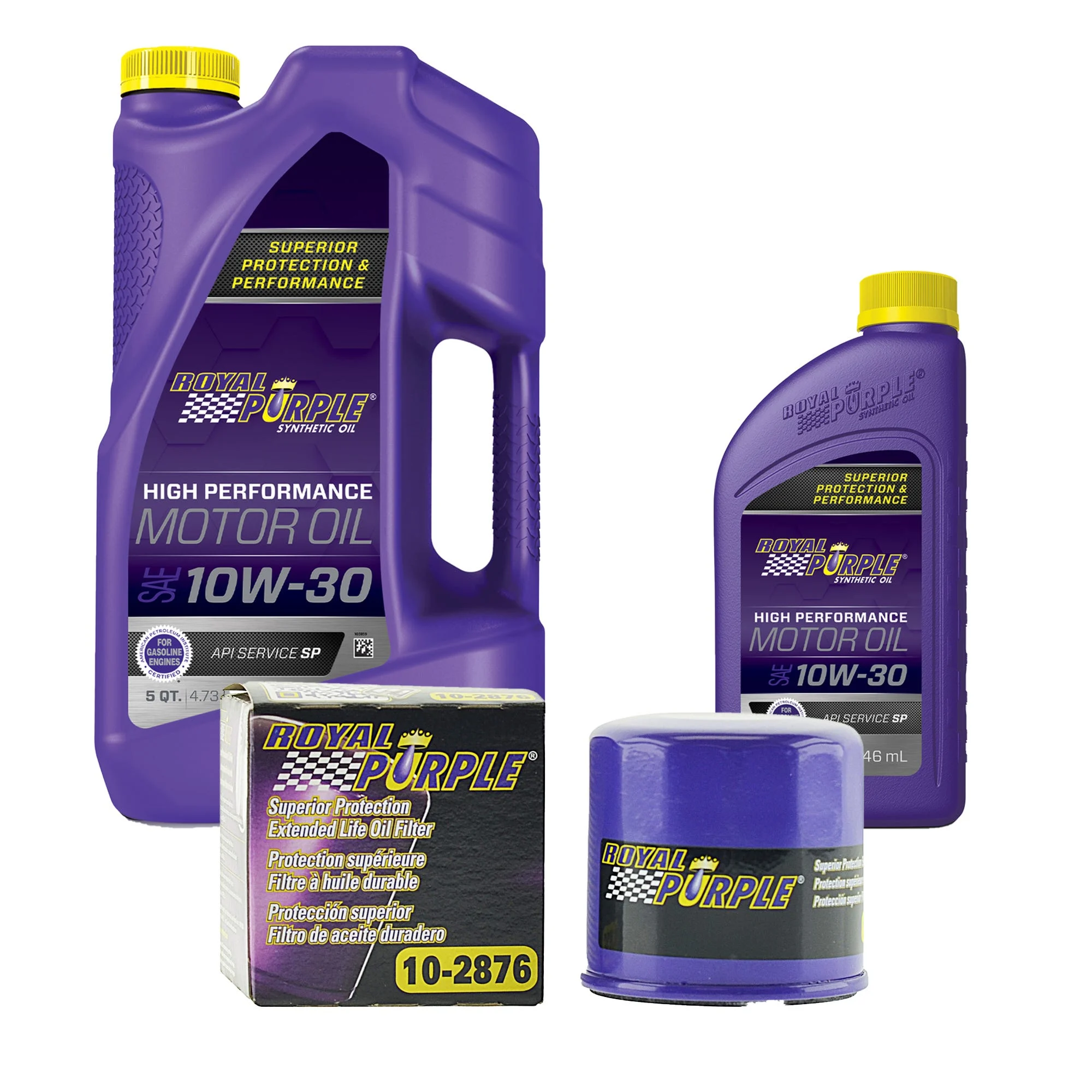Royal Purple Oil Change Kit: SAE 10W-30 Synthetic Motor Oil (6 qt) and 10-2876 Oil Filter (287610W306QT)
