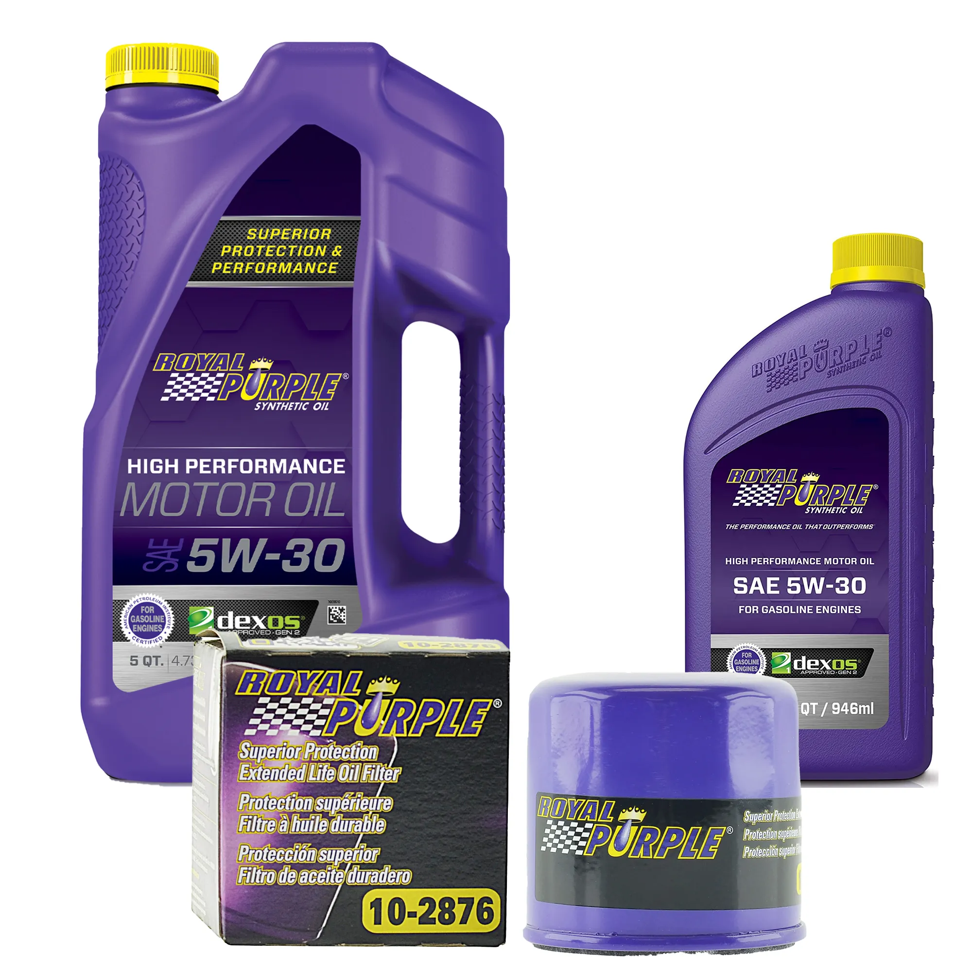 Royal Purple Oil Change Kit: SAE 5W-30 Synthetic Motor Oil (6 qt) and 10-2876 Oil Filter (28765W306QT)