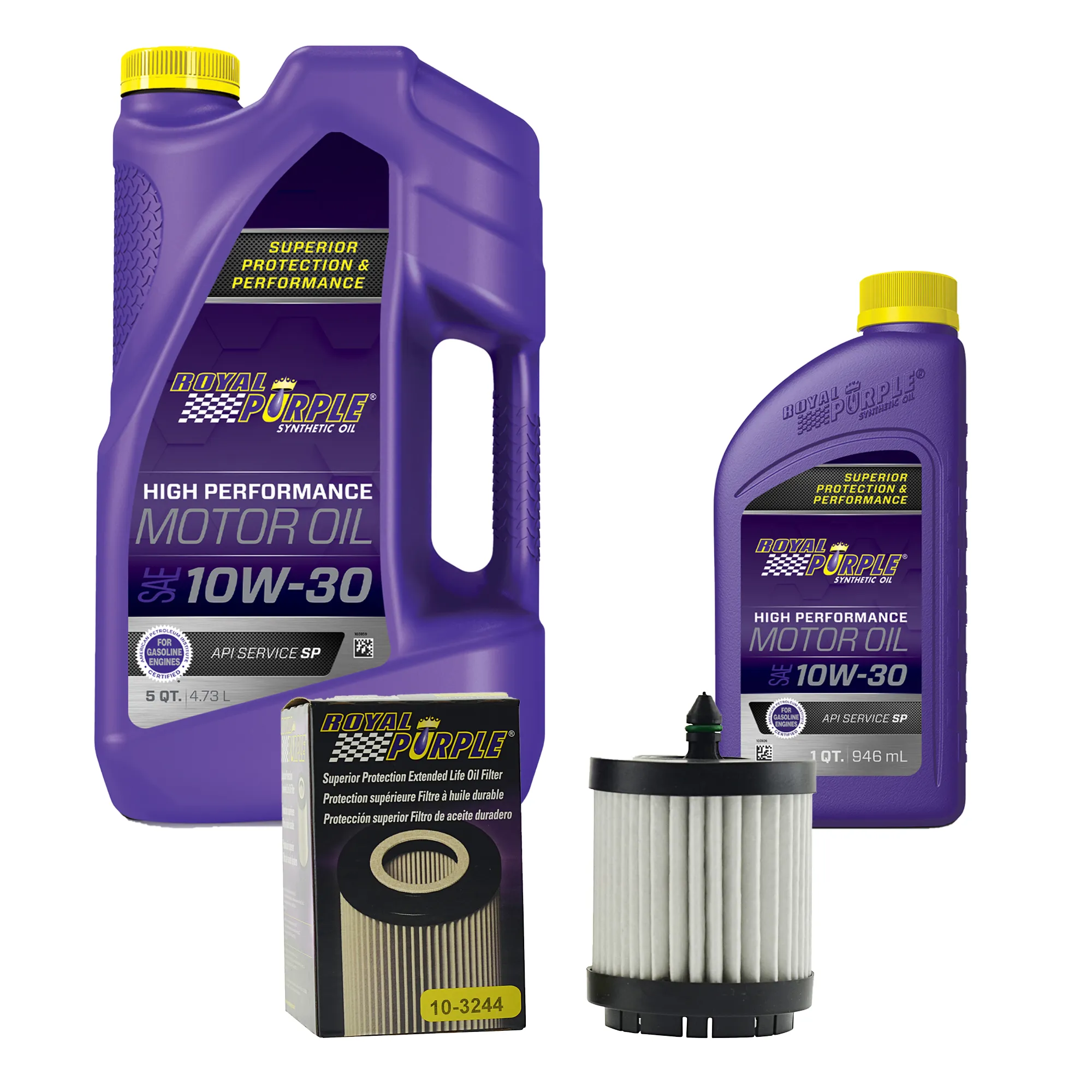 Royal Purple Oil Change Kit: SAE 10W-30 Synthetic Motor Oil (6 qt) and 10-3244 Oil Filter (324410W306QT)