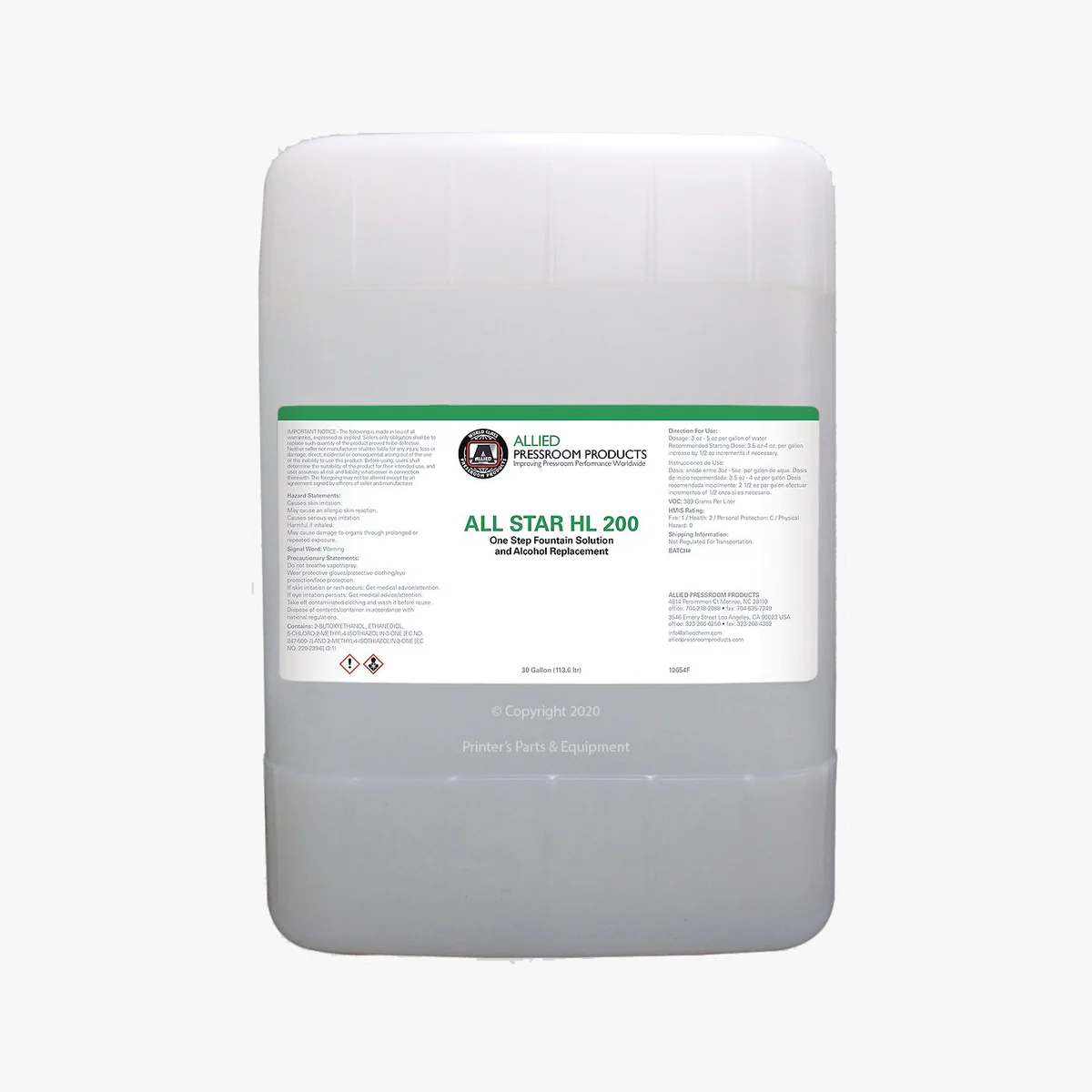 Allied All Star HL 200 Fountain Solutions 10654E I 10654G