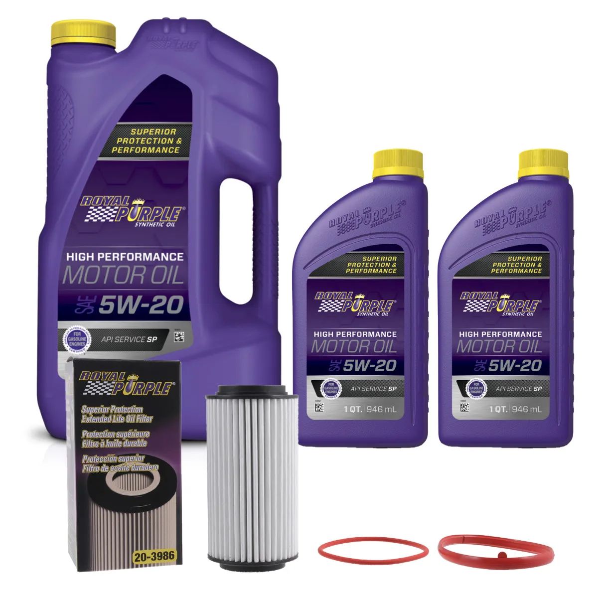 Royal Purple Oil Change Kit: SAE 5W-20 Synthetic Motor Oil (7 qt) and a Royal Purple 20-3986 Oil Filter (39865W207QT)
