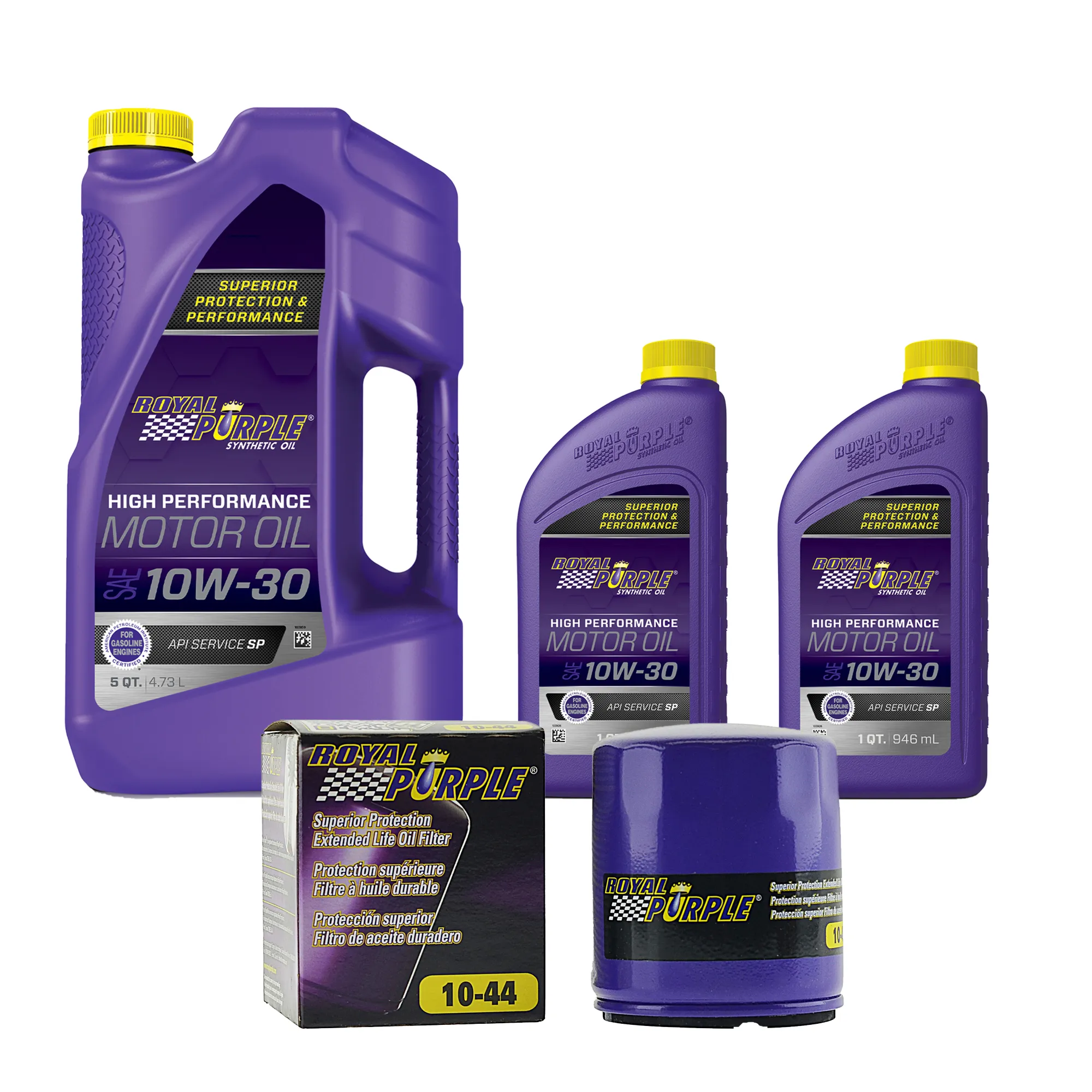 Royal Purple Oil Change Kit: SAE 10W-30 Synthetic Motor Oil (7 qt) and 10-44 Oil Filter (4410W307QT)