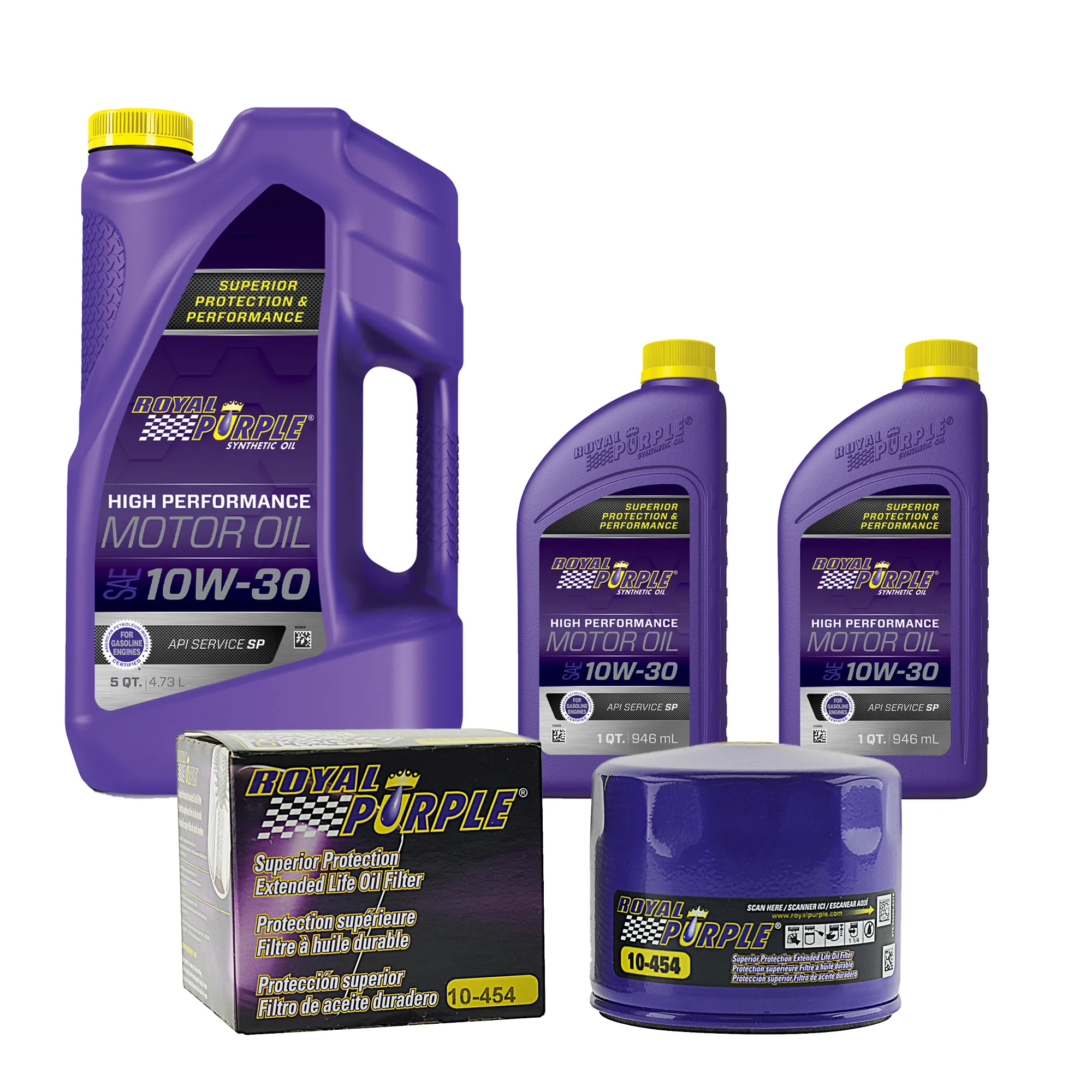 Royal Purple Oil Change Kit: SAE 10W-30 Synthetic Motor Oil (7 qt) and 10-454 Oil Filter (45410W307QT)