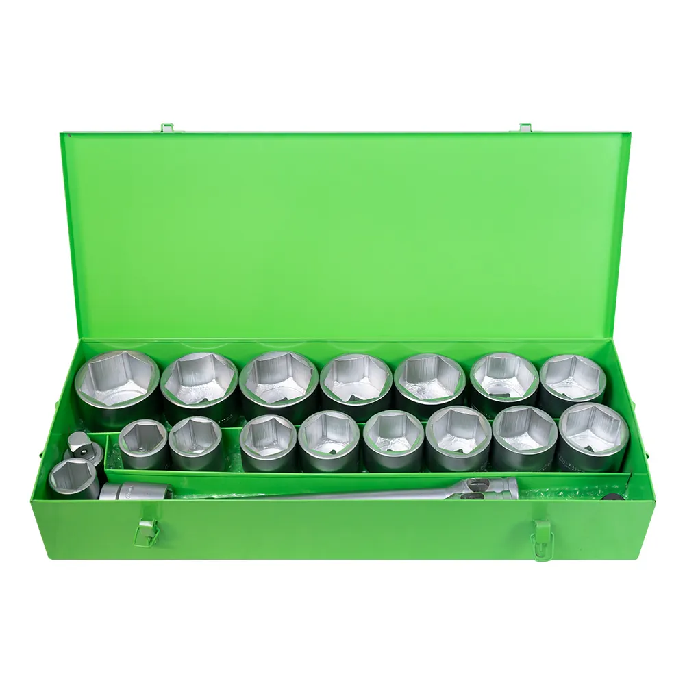 JBM -Hexagon Autoclave Socket Set – 1" – 22 Pieces – Zinc Finish – Metal Case
