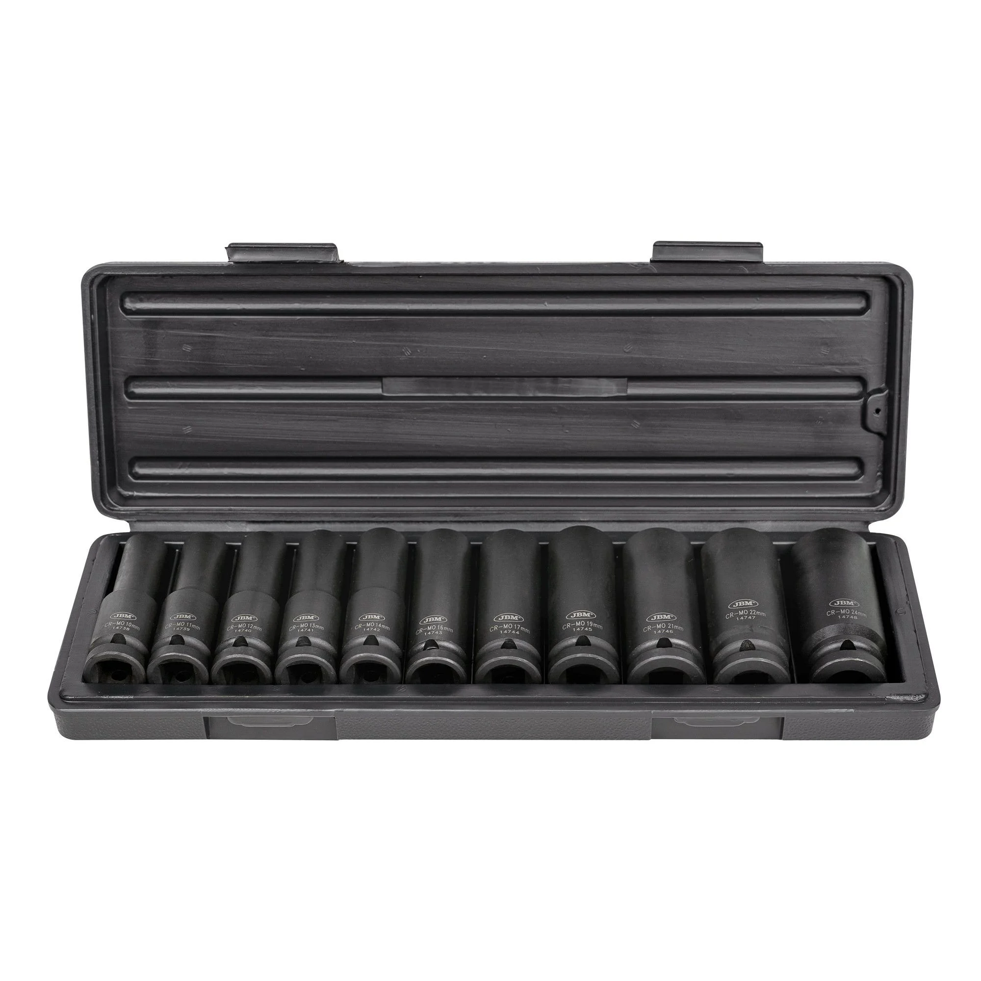 JBM -Impact Socket Set – 12-Point – Long – 1/2" – 11 Pieces