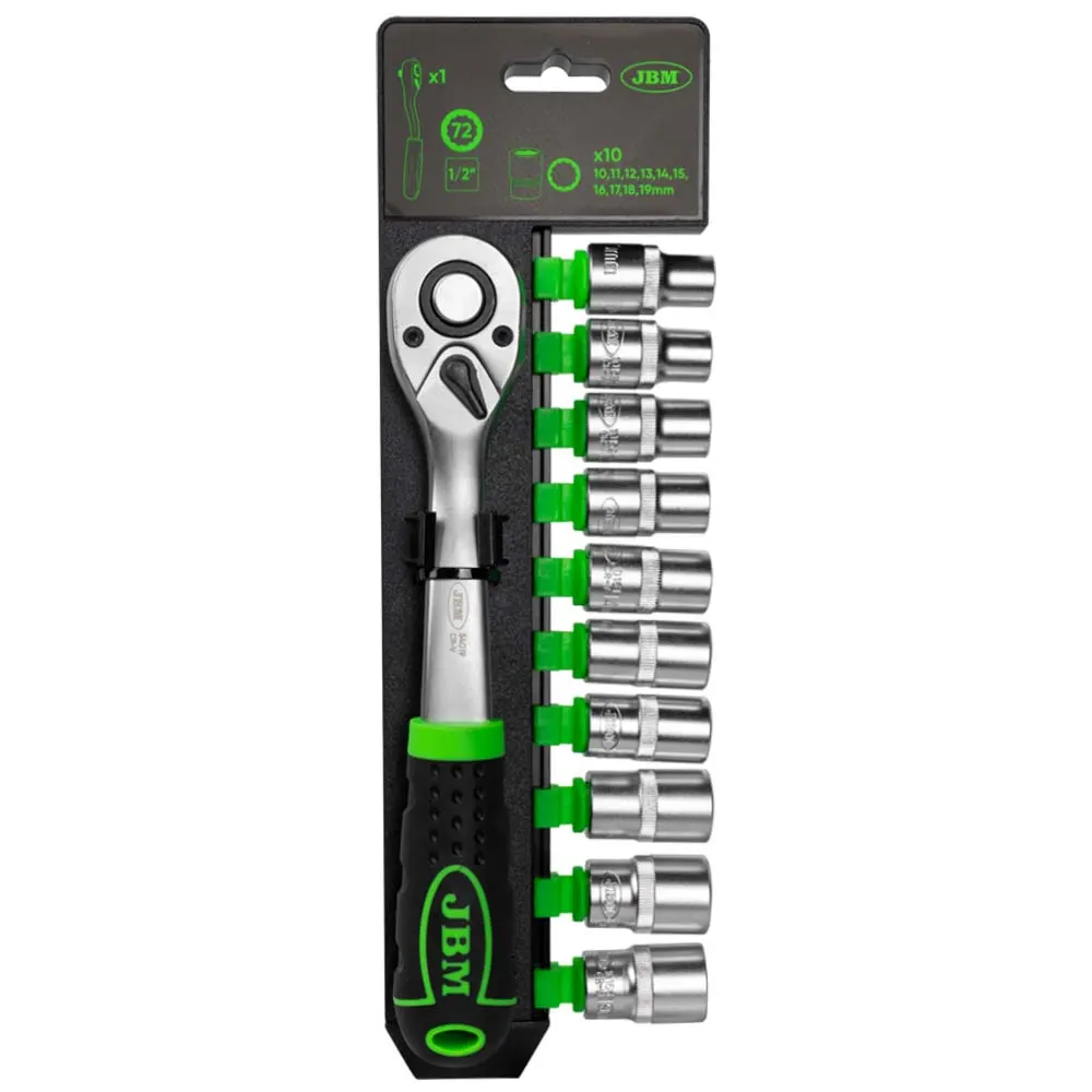 JBM -1/2" 72-Tooth Ratchet with 12-Point Sockets