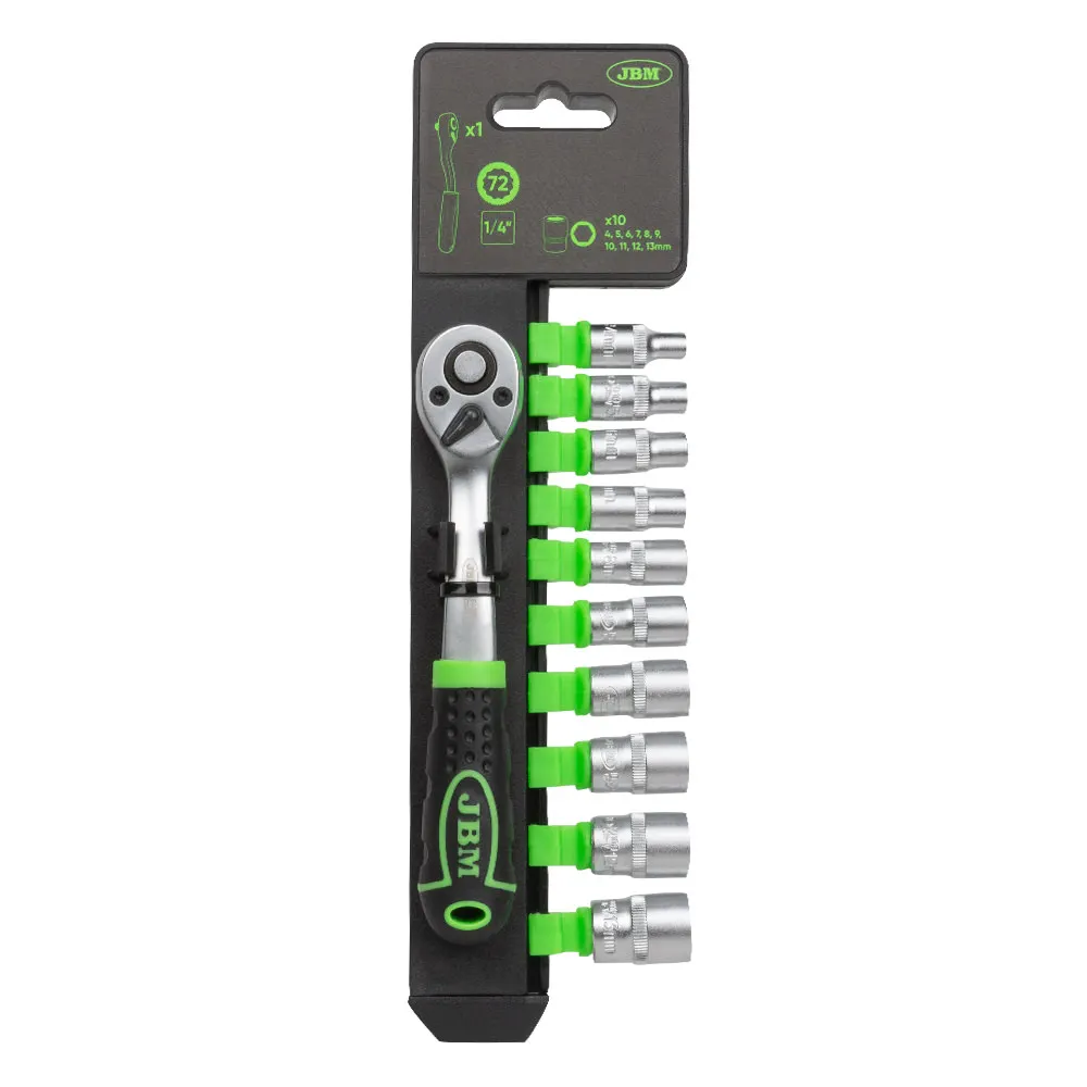 JBM -1/4" 72-Tooth Ratchet with Hex Sockets