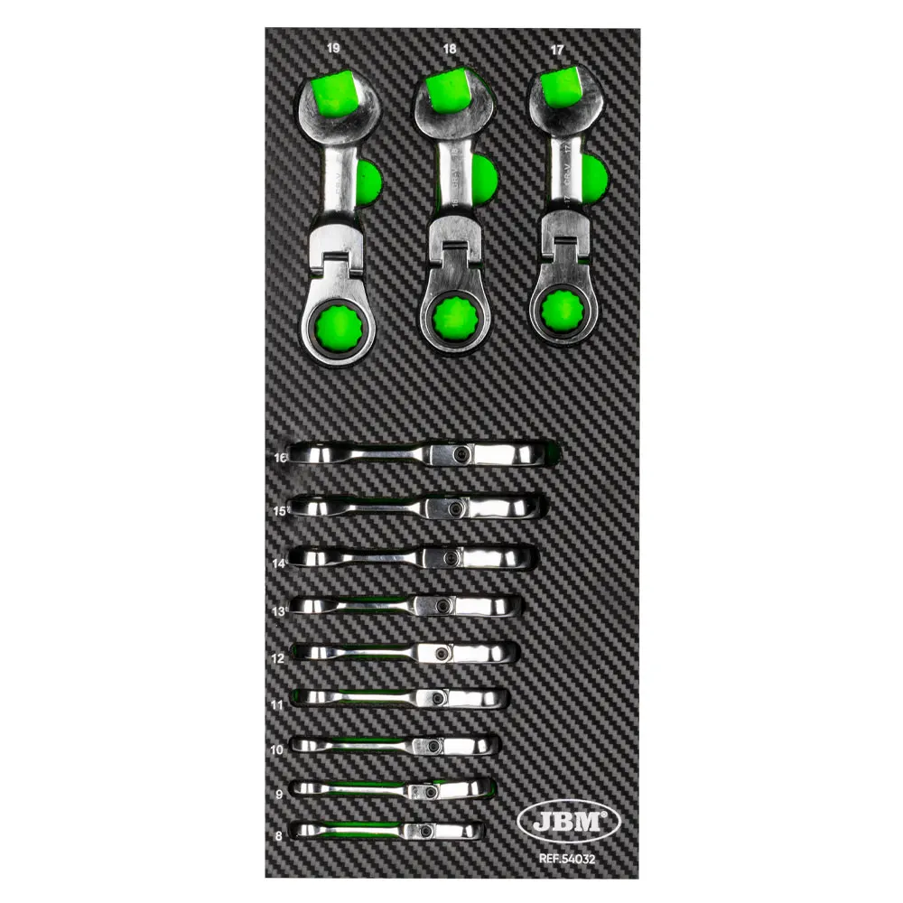 JBM -12-Piece Stubby Flexible Ratchet Ring Spanner Set