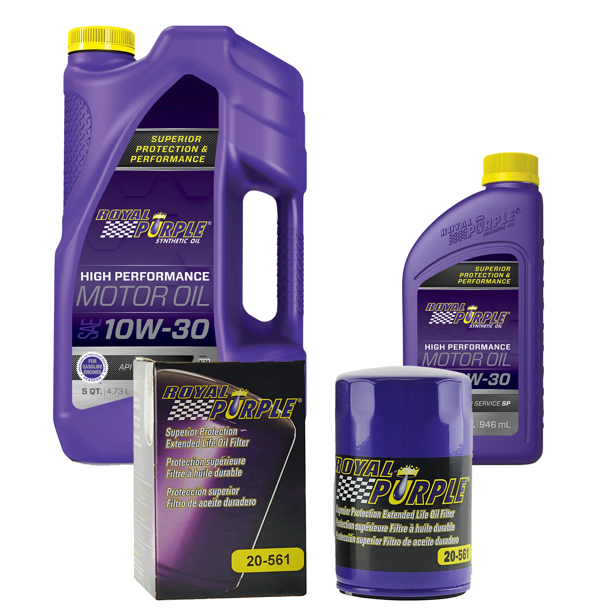 Royal Purple Oil Change Kit: SAE 10W-30 Synthetic Motor Oil (6 qt) and 20-561 Oil Filter (56110W306QT)