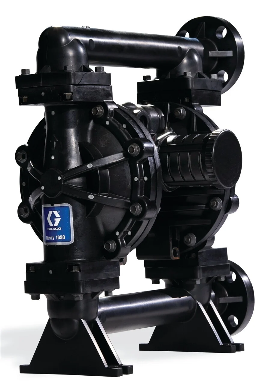 Husky 1050 PVDF Pump, End Flange, PP Center Section, PVDF Seats, PTFE Balls & PTFE Diaphragm
