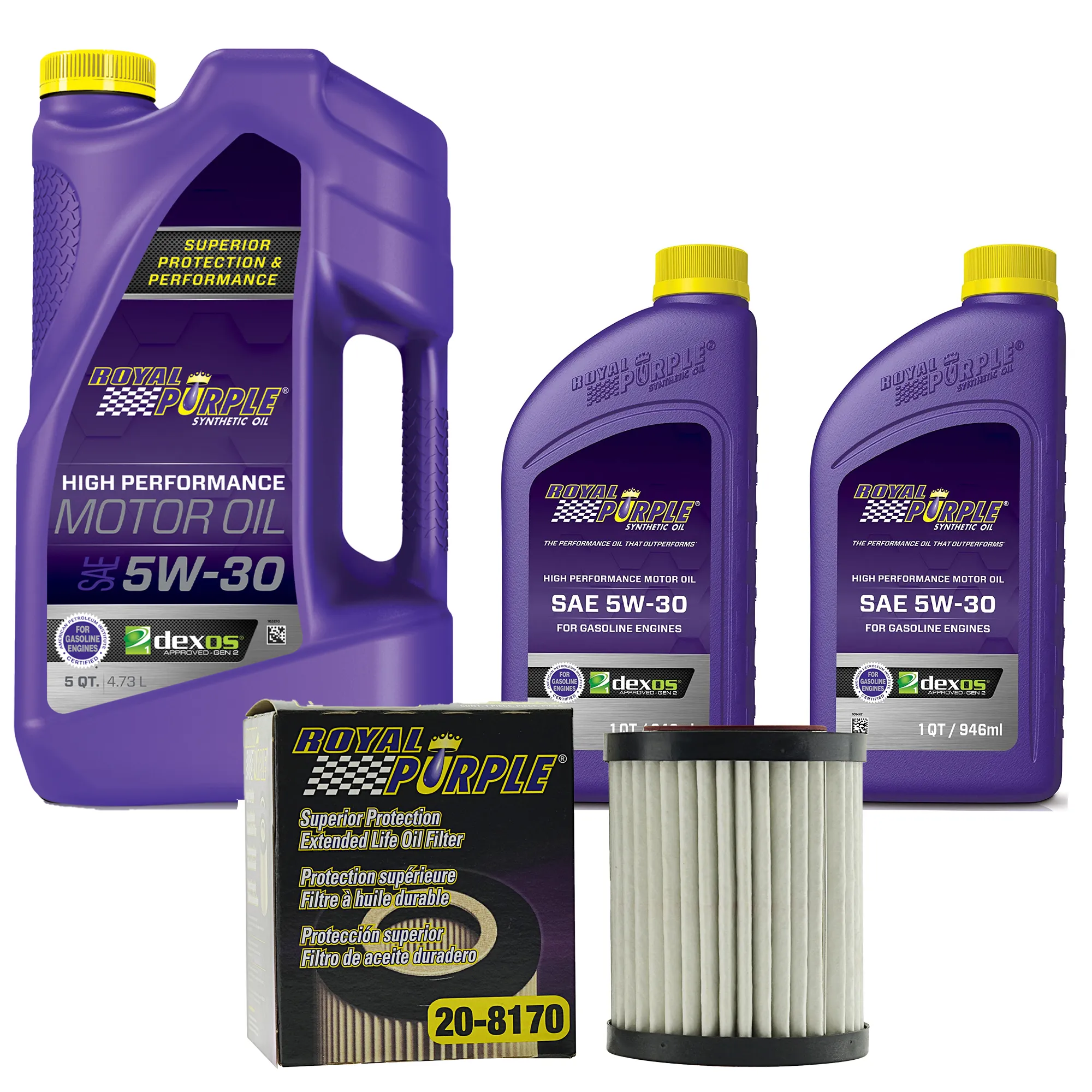 Royal Purple Oil Change Kit: SAE 5W-30 Synthetic Motor Oil (7 qt) and 20-8170 Oil Filter (81705W307QT)