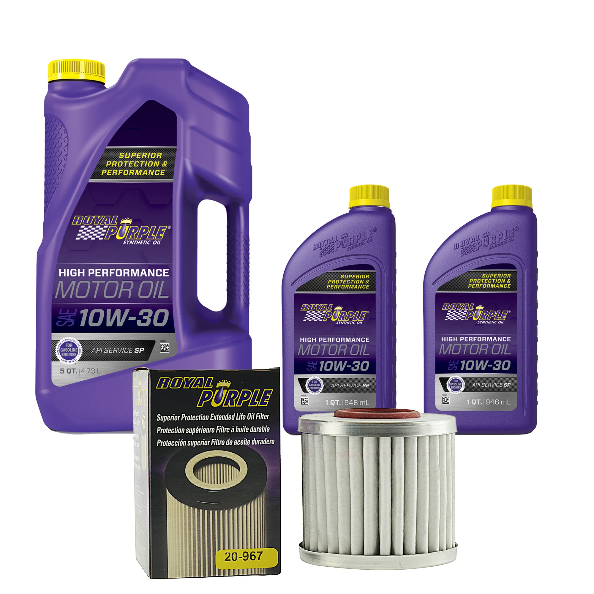 Royal Purple Oil Change Kit: SAE 10W-30 Synthetic Motor Oil (7 qt) and 20-967 Oil Filter (96710W307QT)