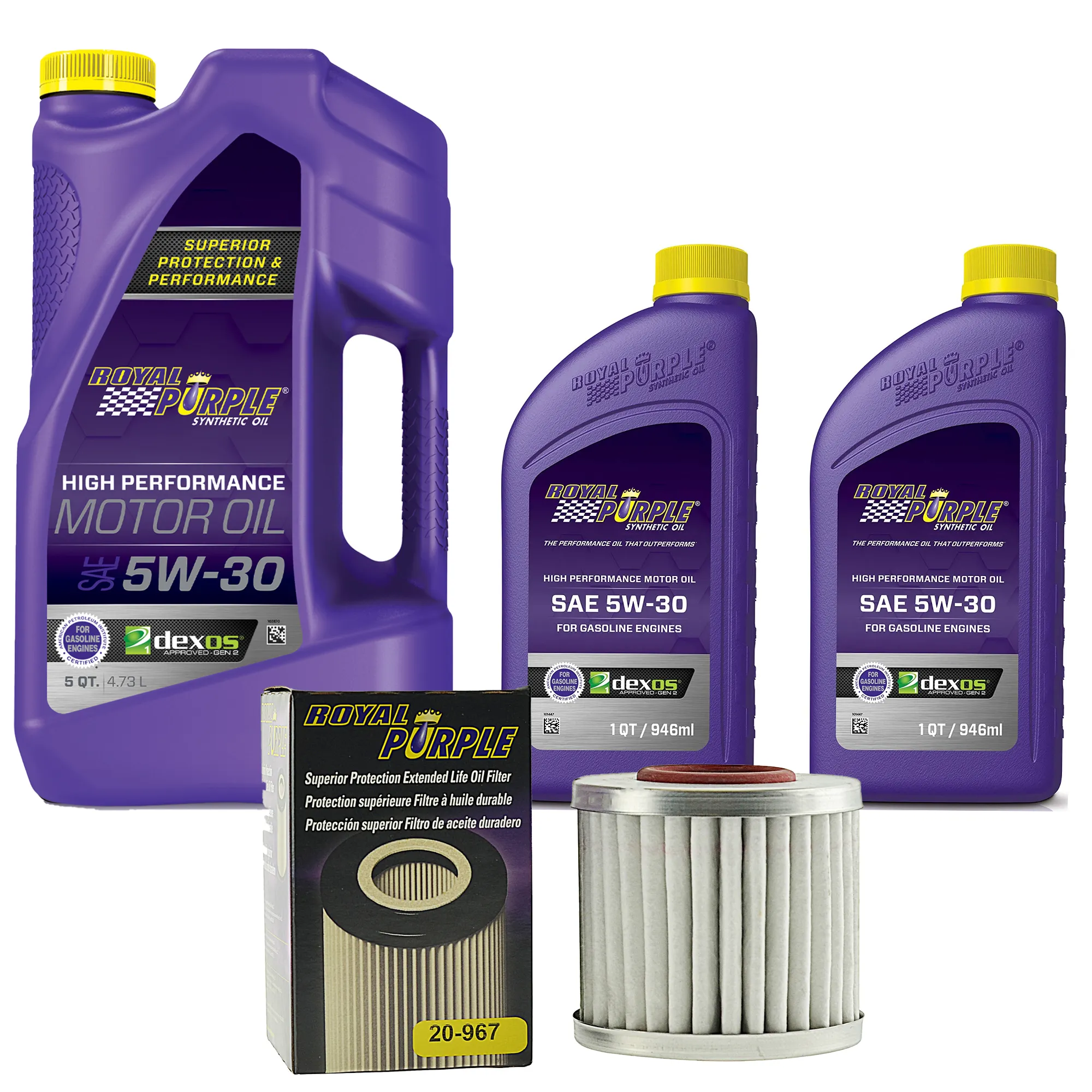 Royal Purple Oil Change Kit: SAE 5W-30 Synthetic Motor Oil (7 qt) and 20-967 Oil Filter (9675W307QT)