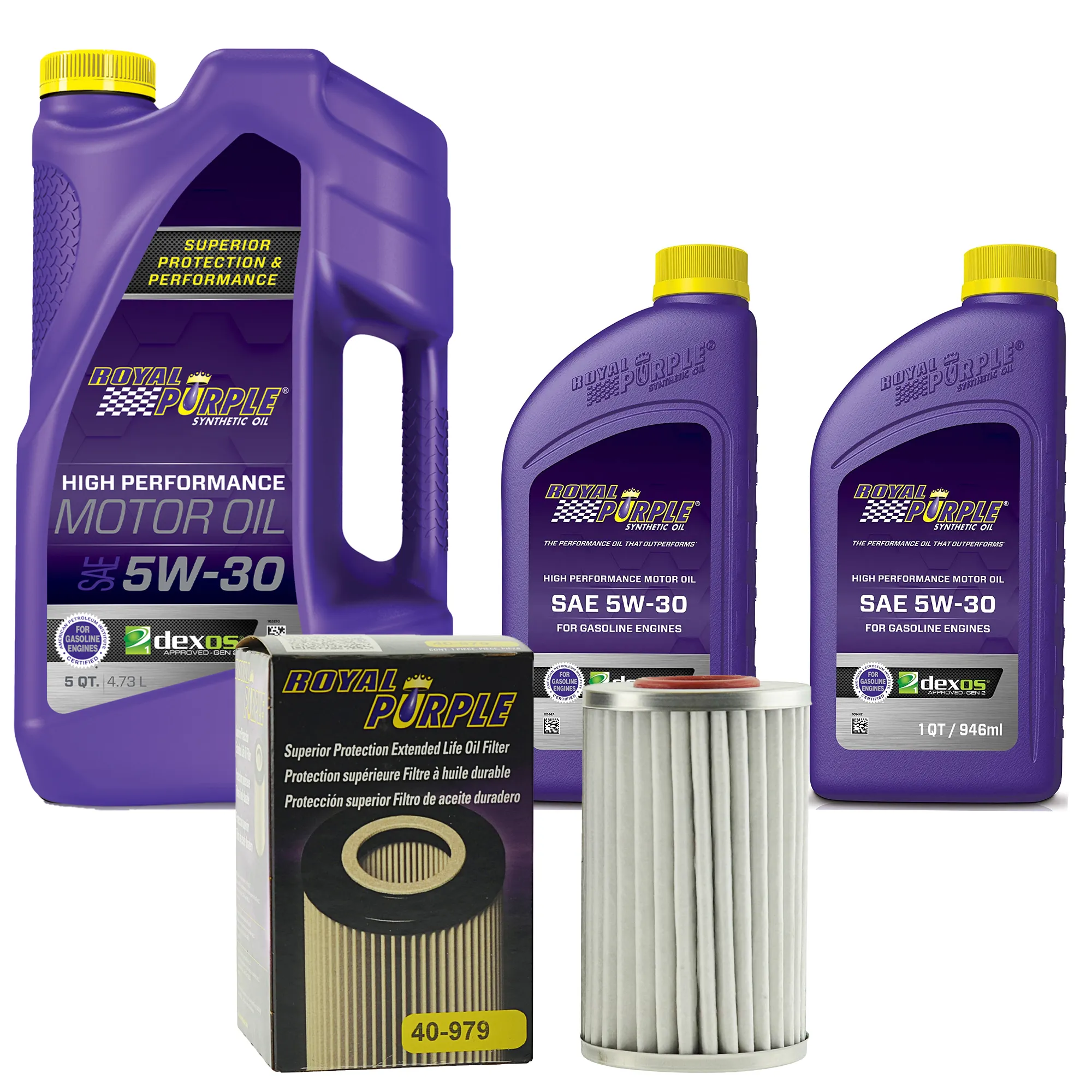 Royal Purple Oil Change Kit: SAE 5W-30 Synthetic Motor Oil (7 qt) and 40-979 Oil Filter (9795W307QT)