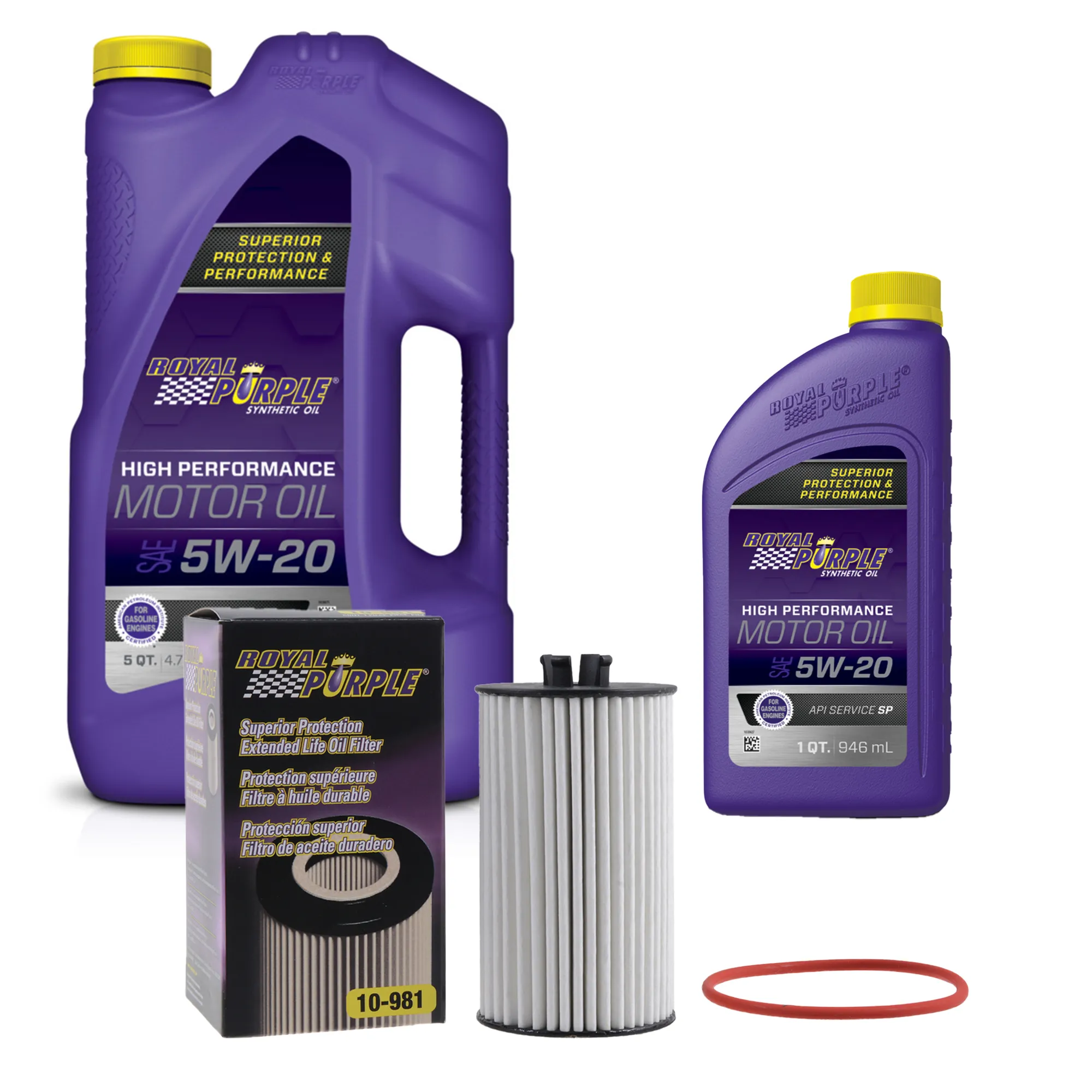 Royal Purple Oil Change Kit: SAE 5W-20 Synthetic Motor Oil (6 qt) and a Royal Purple 10-981 Oil Filter (9815W206QT)