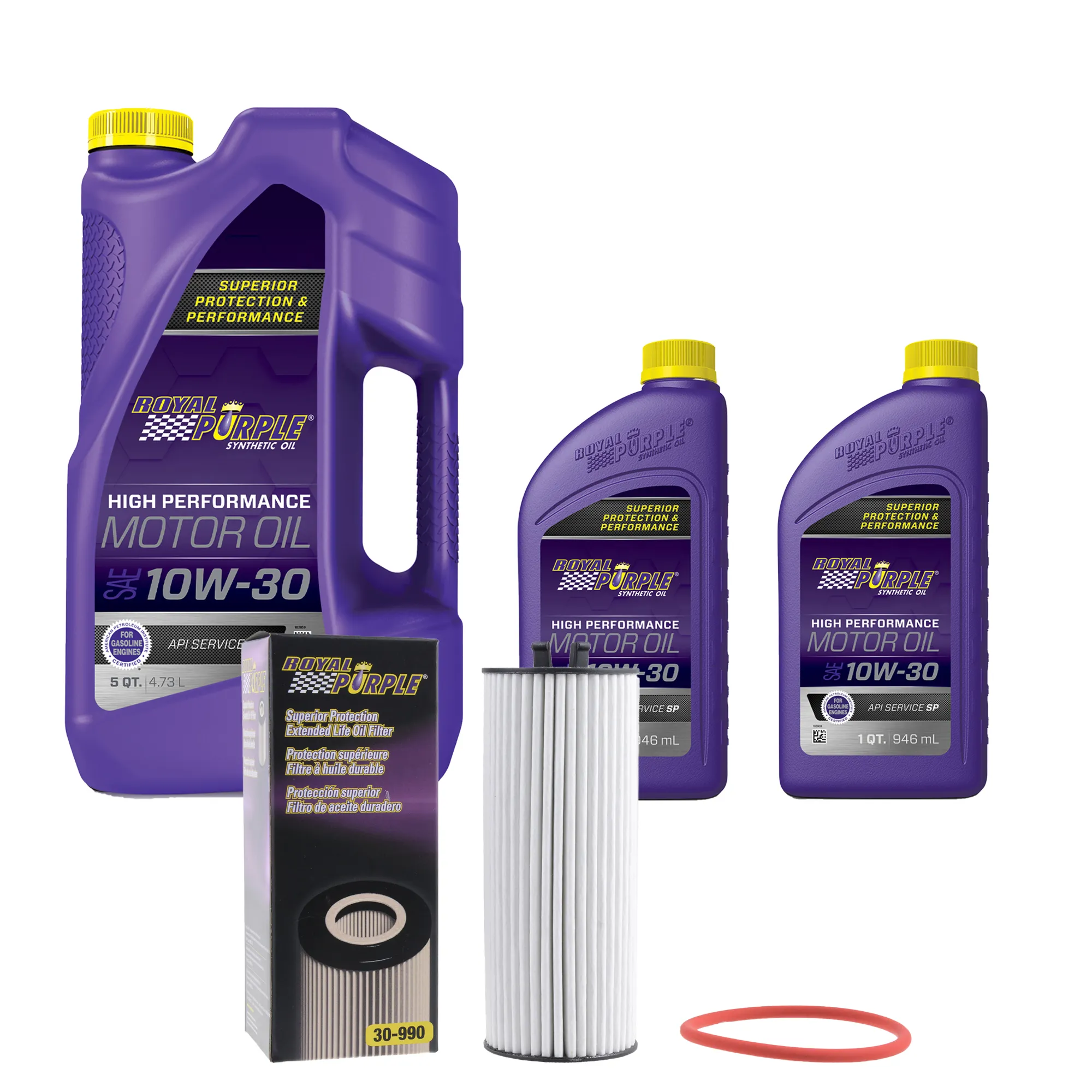 Royal Purple Oil Change Kit: SAE 10W-30 Synthetic Motor Oil (7 qt) and 30-990 Oil Filter (99010W307QT)