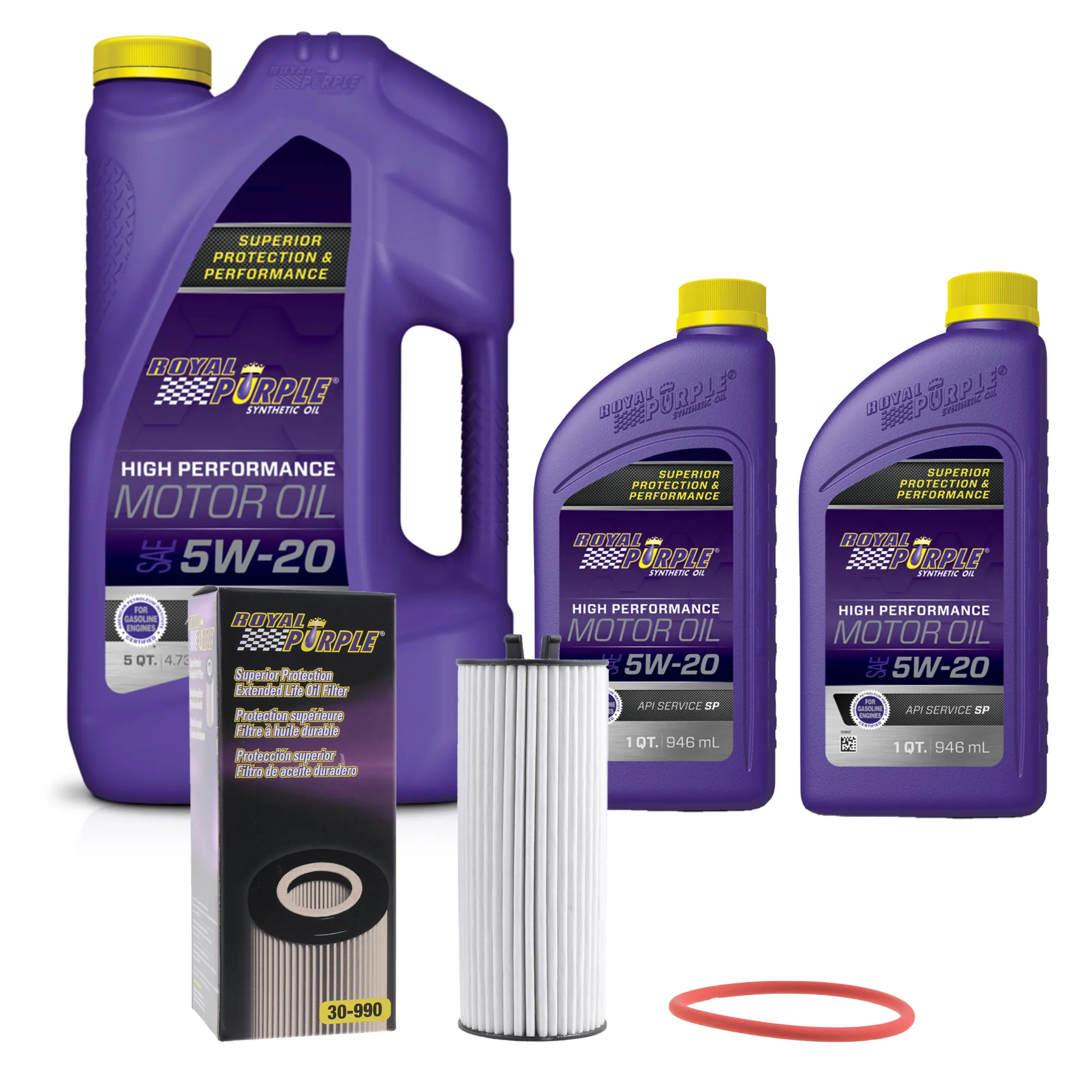 Royal Purple Oil Change Kit: SAE 5W-20 Synthetic Motor Oil (7 qt) and a Royal Purple 30-990 Oil Filter (9905W207QT)