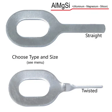 AlMgSiAluminum - SiliconDent Pulling Rings Keys - Straight & Twisted