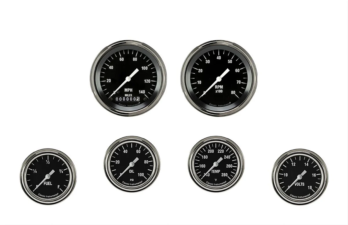 Hot Rod 6 Gauge Set 2-5/8 Full Sweep - Classic Instruments HR301SLF