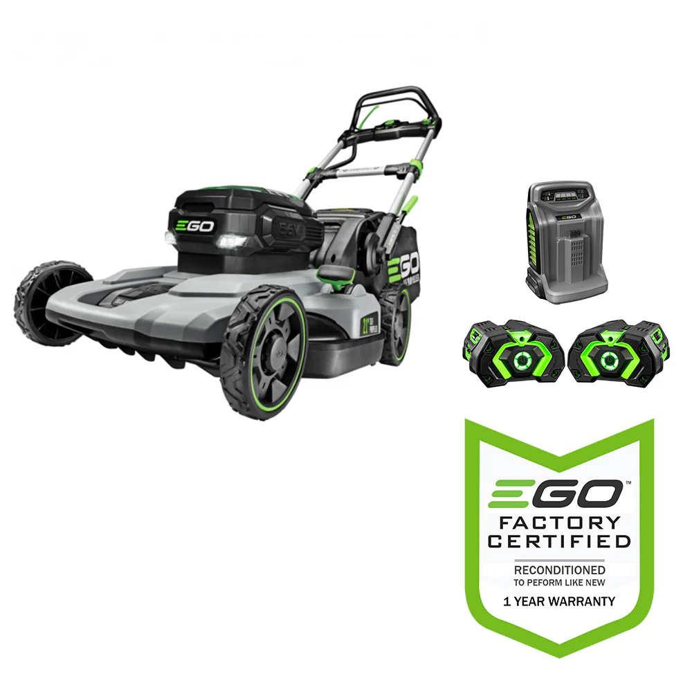 EGO Power+ LM2142SP-FC 21" 56-Volt Lithium-Ion Cordless Electric Dual-Port Walk Behind Self Propelled Lawn Mower with (2) 5.0 Ah Batteries & Charger Included - Reconditioned