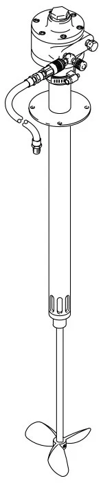Drum agitator without mounting tube, air driven, 3/4 HP, 31.25 inches (79.3 cm) in length, stainless steel material