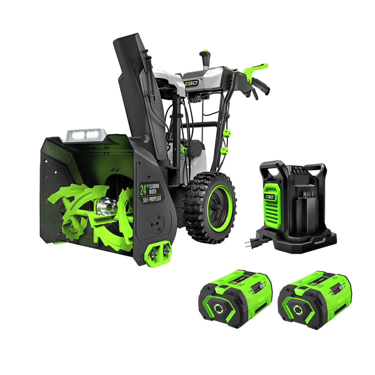 EGO Power+ SNT2416 POWER+ 24 in. Self-Propelled 2-Stage XP Snow Blower with Peak Power™ and 2 x 10.0 Ah Batteries and Dual Port Charger