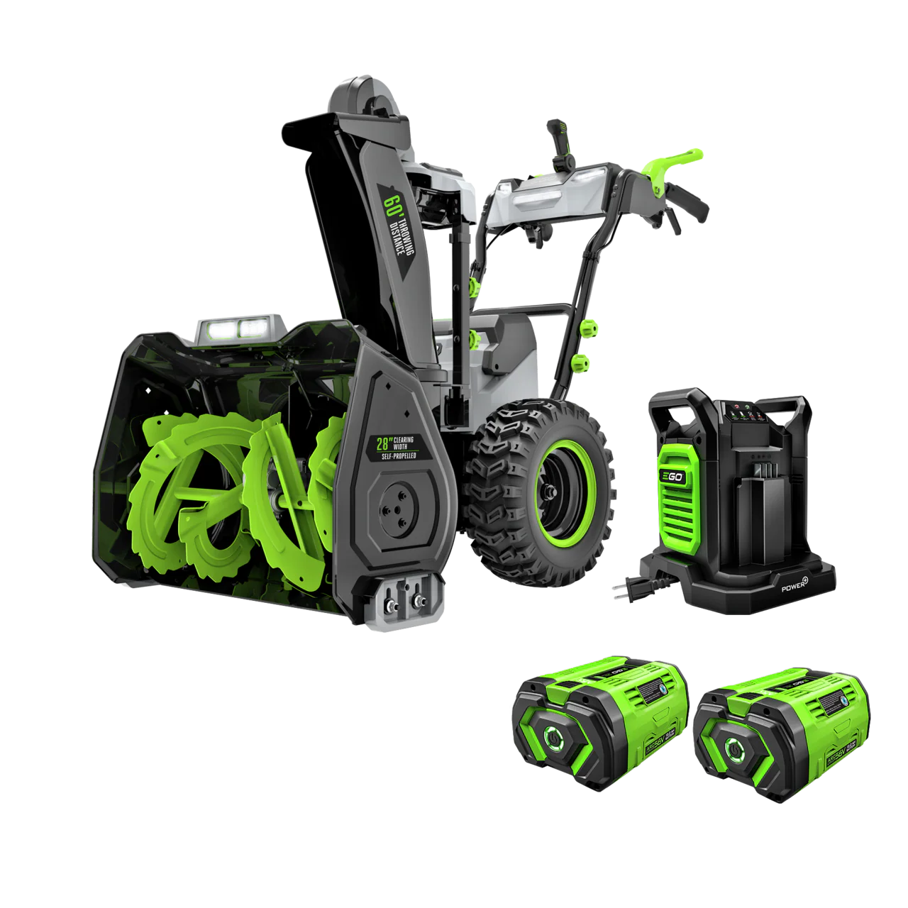 EGO Power+ SNT2807 28 in. Self-Propelled 2-Stage Snow Blower with Peak Power™ and 2 x 12.0 Ah Batteries and Dual Port Charger