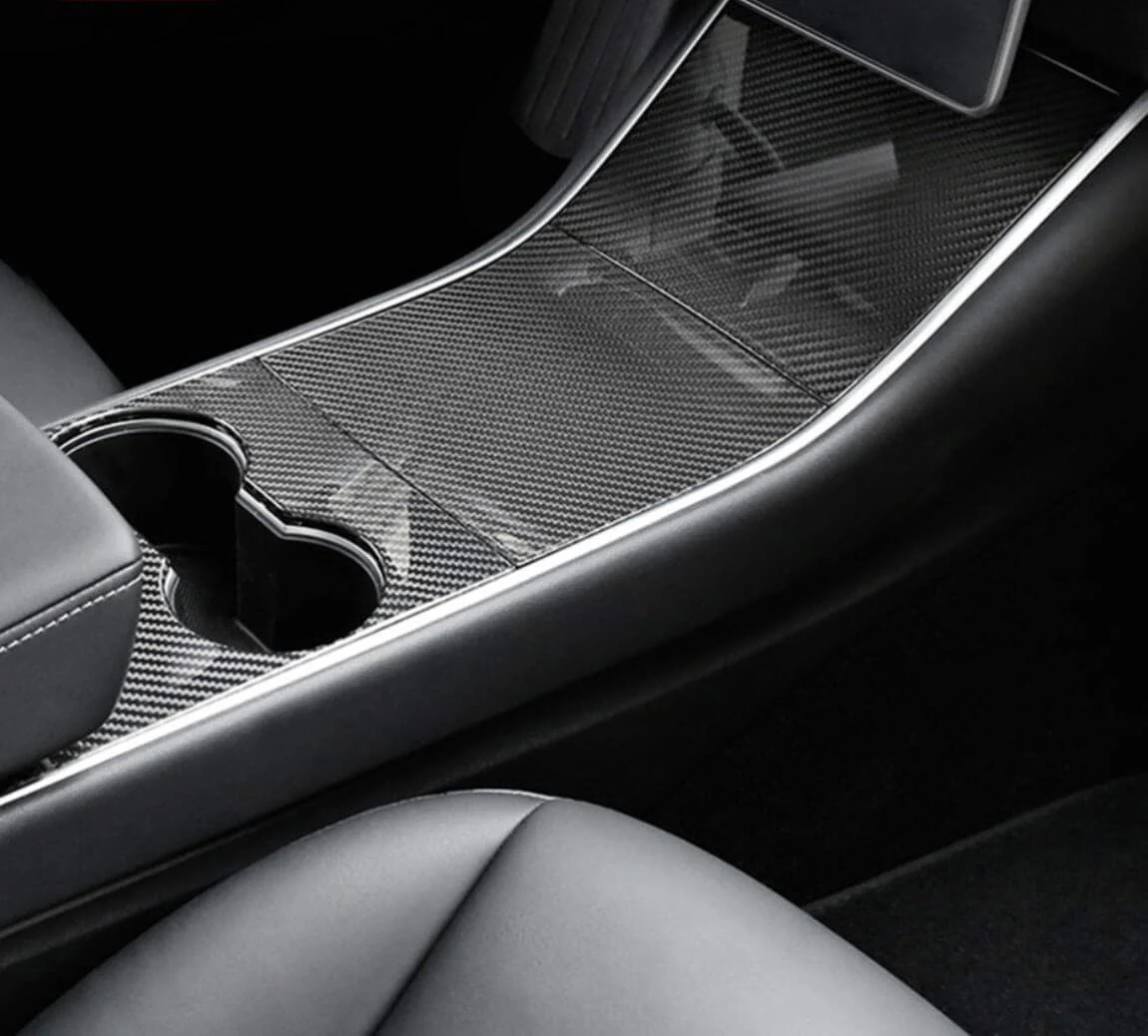 pimpmyev-fascias-genuine-carbon-fiber-center-console-fascia-kit-for-model-3-gloss-2017-2020-29487687368901.webp Real Molded Gloss Carbon Fiber Center Console Overlay Kit for Tesla Model 3 2017-2020
