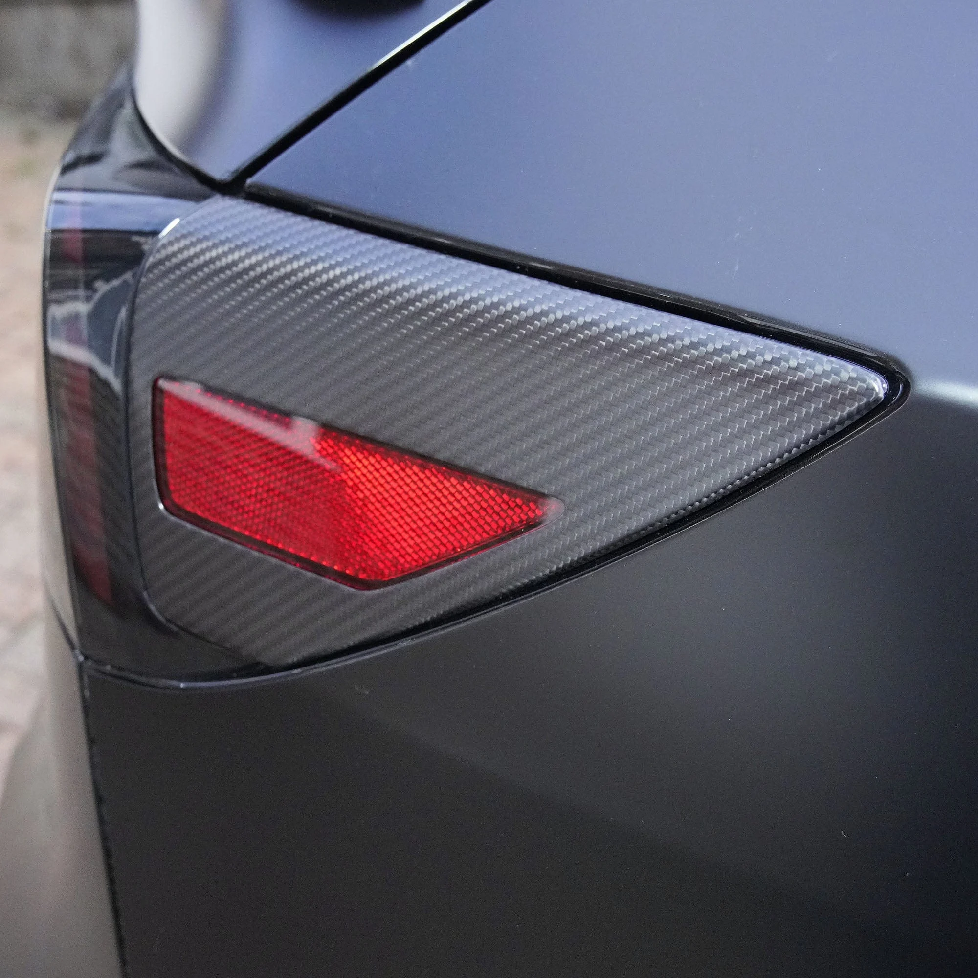 Real Molded Matte Carbon Fiber Tail Light Side Overlay Covers Set for Tesla Model 3 2017-2023