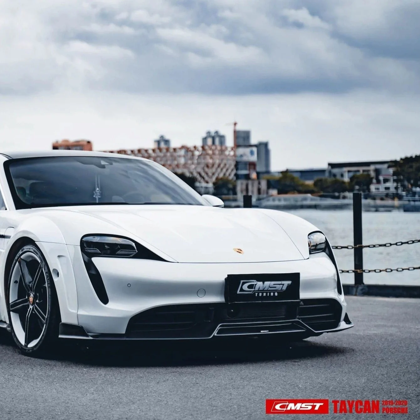 CMST Genuine Carbon Fiber Front Lip For Porsche Taycan Turbo & Turbo S 2021-2025