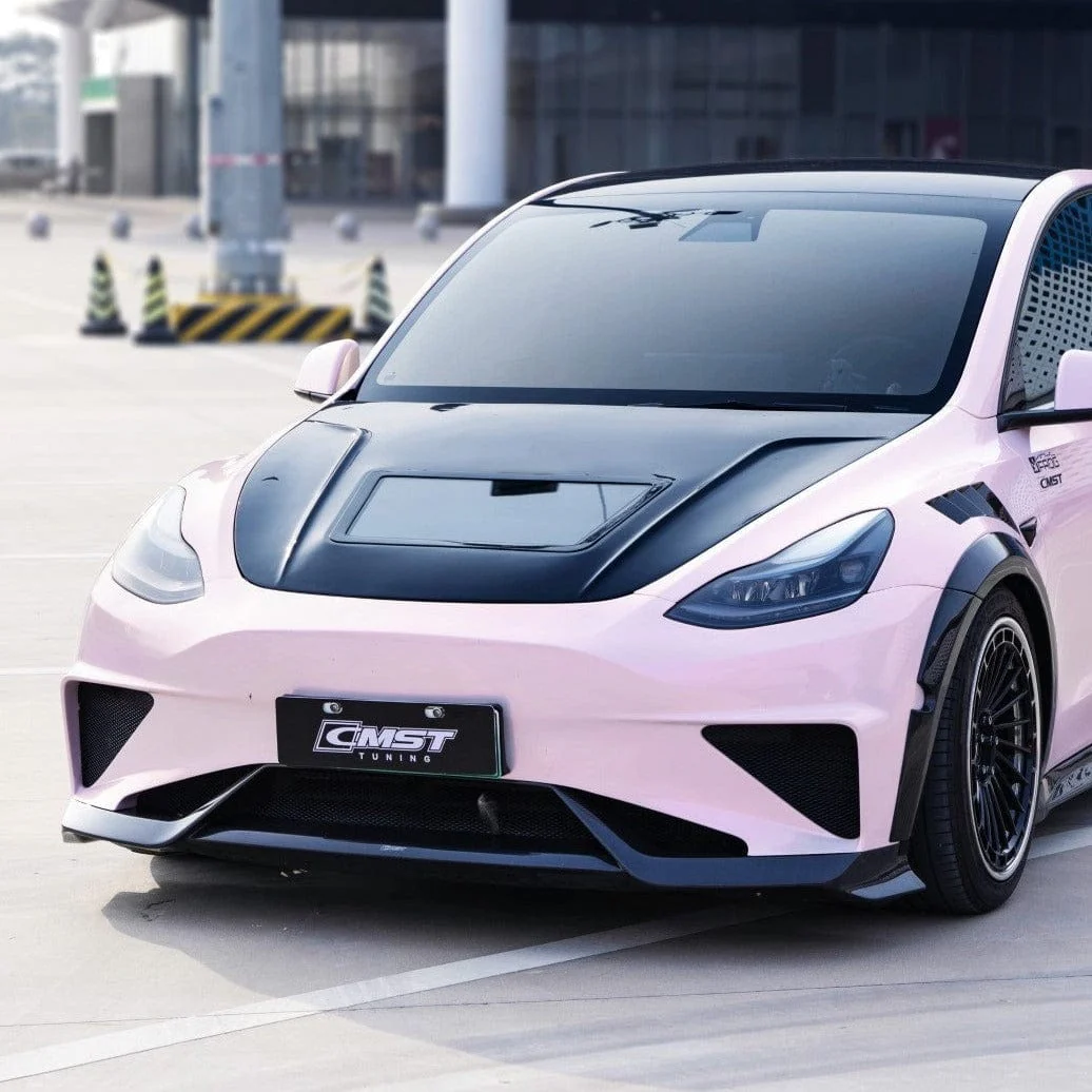CMST Genuine Carbon Fiber Hood with Clearview Transparent Glass For Tesla Model Y 2020-2025