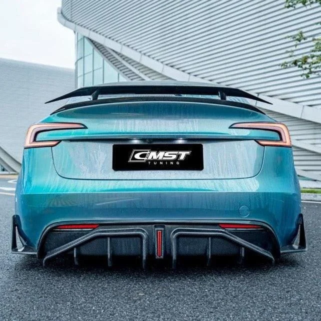 CMST Genuine Carbon Fiber Rear Diffuser & Canards V2 for Tesla Model 3 Highland 2024 - 2025