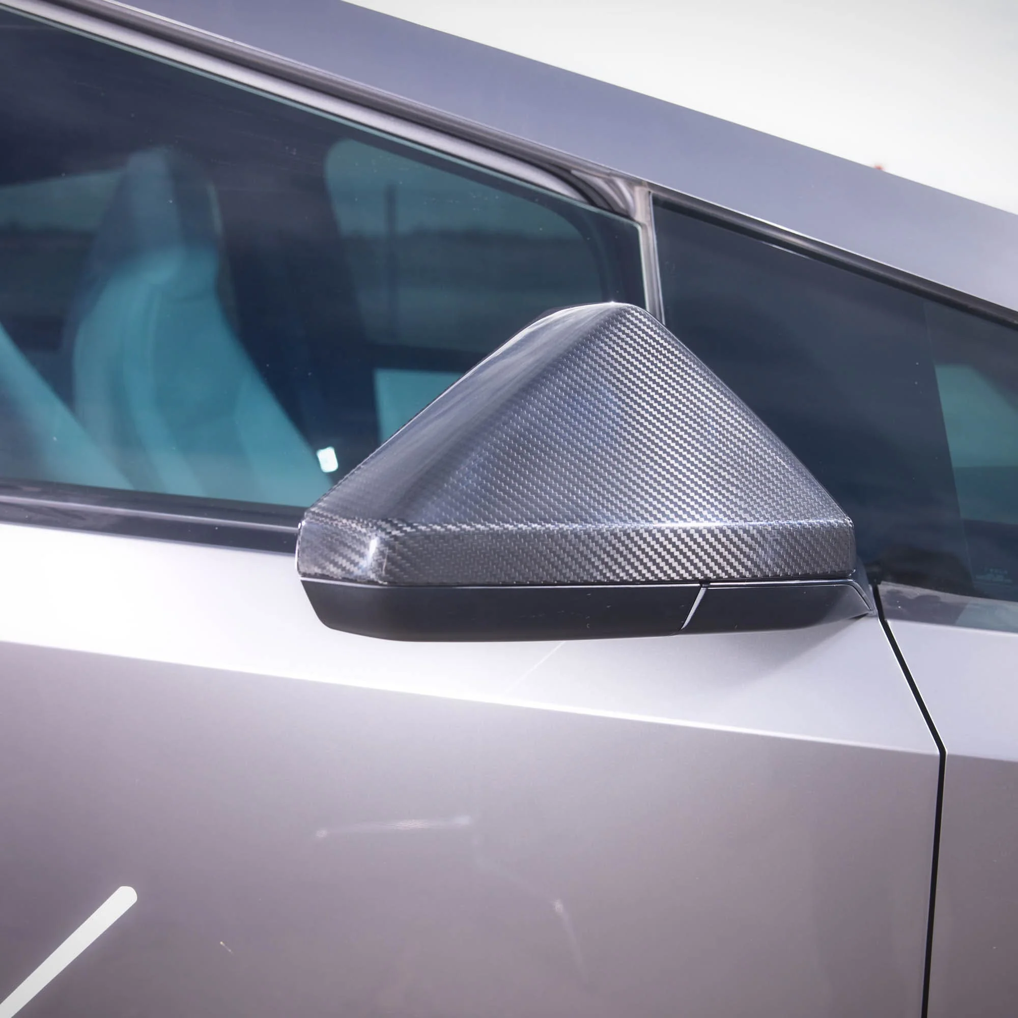 Real Molded Gloss Carbon Fiber Side Mirror Overlay Covers for Tesla Cybertruck 2025