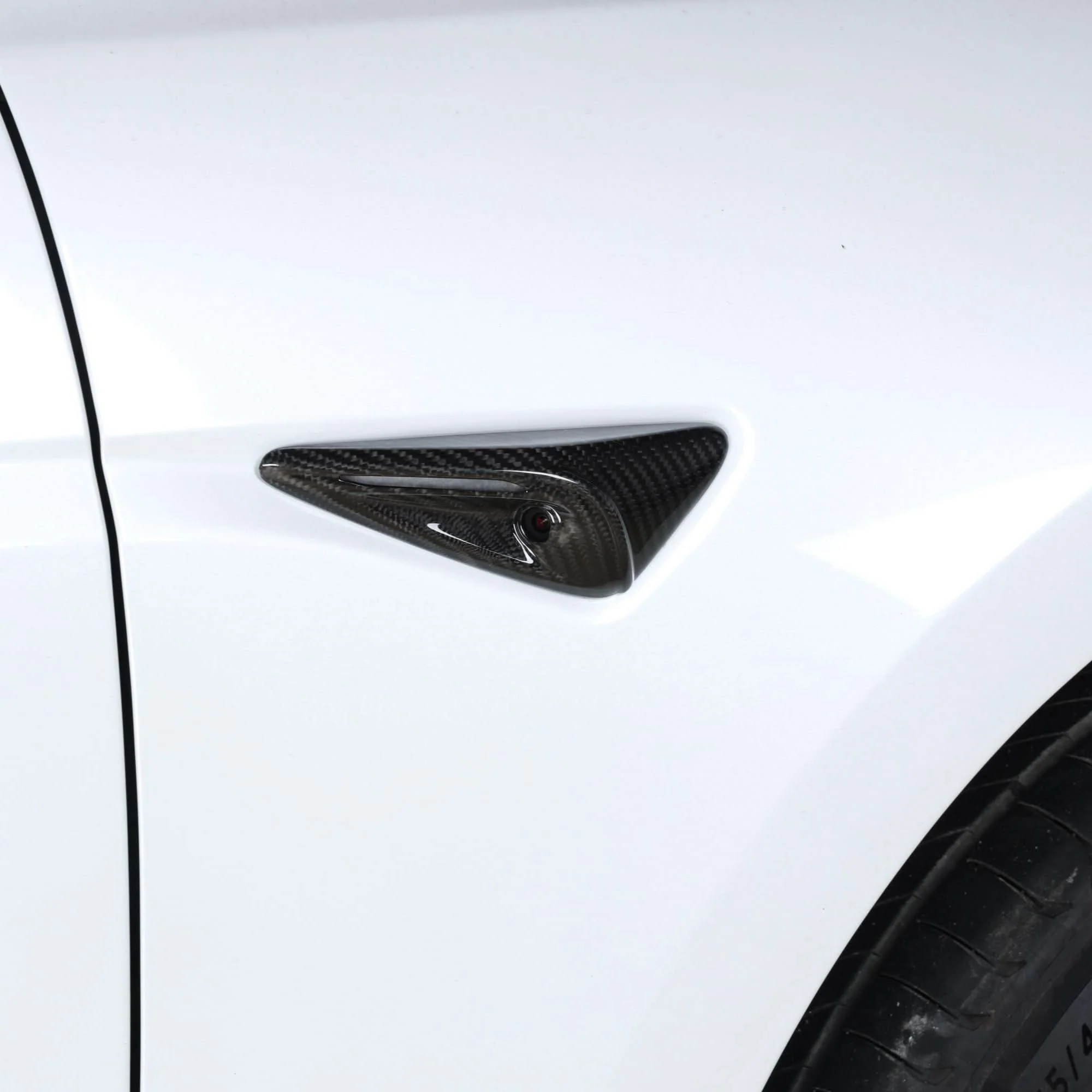 Real Molded Gloss Carbon Fiber Turn Signal Side Marker Overlay Camera Covers HW4 for Tesla Model Y Juniper 2025-2026