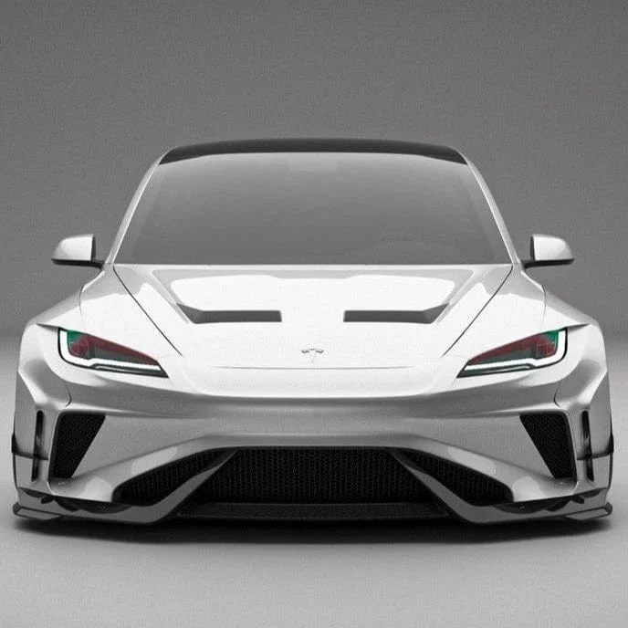 Robot Craftsman Hacker Carbon Fiber & FRP Widebody Front Bumper & Lip for Tesla Model 3 Highland/Performance 2024-2025