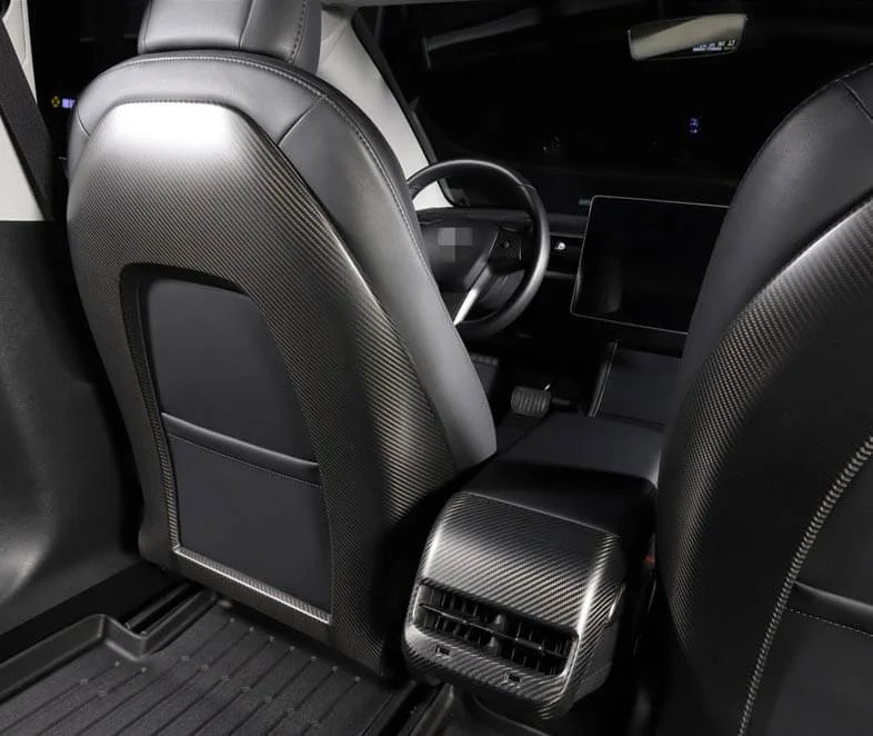 Real Molded Matte Carbon Fiber Seat Open Back Overlay Covers for Tesla Model 3 2017-2023