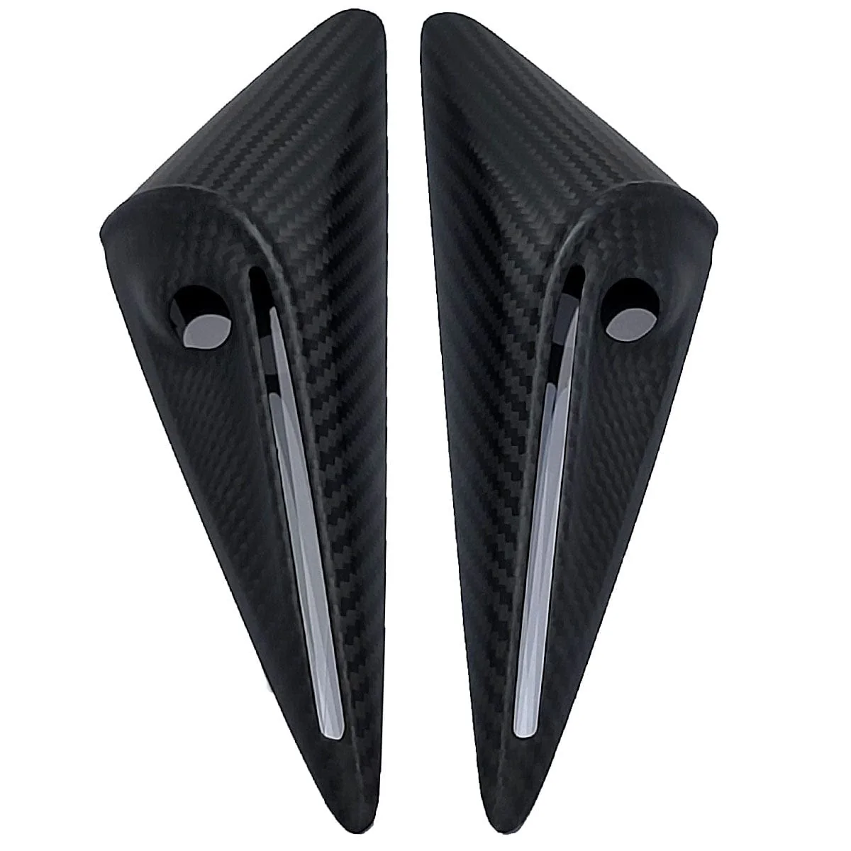Real Molded Matte Carbon Fiber Turn Signal Side Marker Full Overlay Camera Covers for Tesla Model S HW4 2023-2025