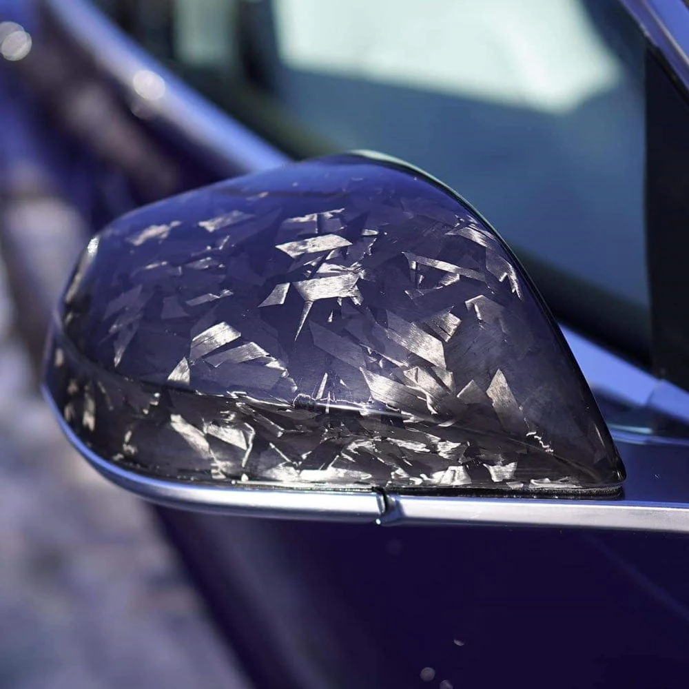 Real Molded Forged Carbon Fiber Side Mirror Overlay Covers for Tesla Model 3 2017-2023