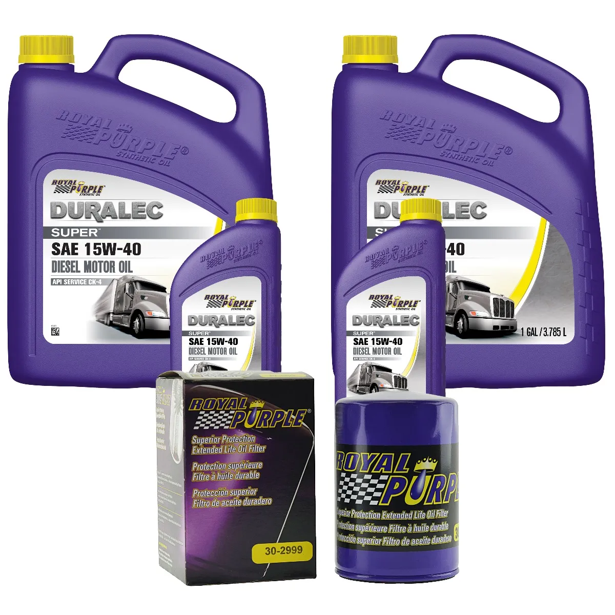 Royal Purple Diesel Motor Oil Change Kit: Duralec Super 15W-40 CK/4 Synthetic Diesel Motor Oil (10 qt) and 30-2999 Oil Filter (2999DS15W4010QT)