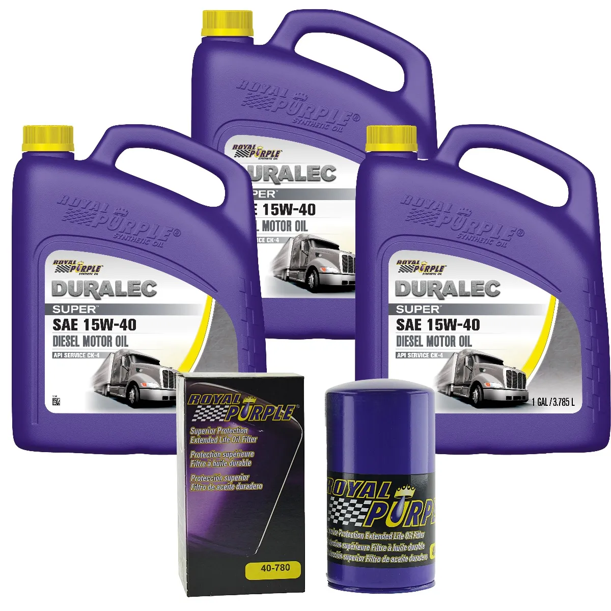 Royal Purple Diesel Motor Oil Change Kit: Duralec Super 15W-40 CK/4 Synthetic Diesel Motor Oil (12 qt) and 40-780 Oil Filter (780DS15W4012QT)